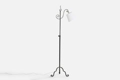 Swedish Designer, Floor Lamp, Iron, Fabric, Sweden, 1940s