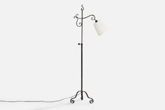 Swedish Designer, Floor Lamp, Iron, Fabric, Sweden, 1940s