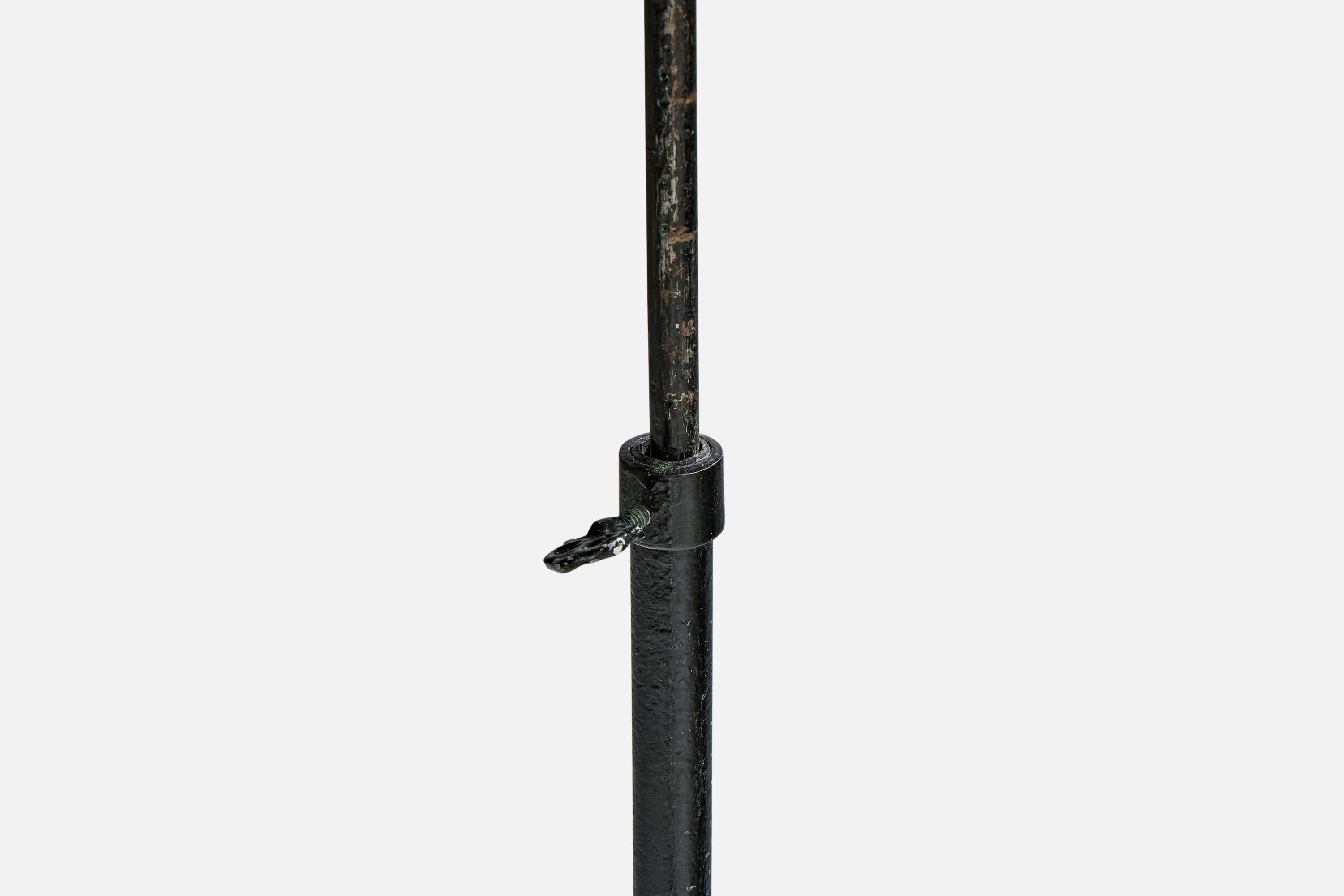 Swedish Designer, Floor Lamp, Iron, Fabric, Sweden, 1940s For Sale 1