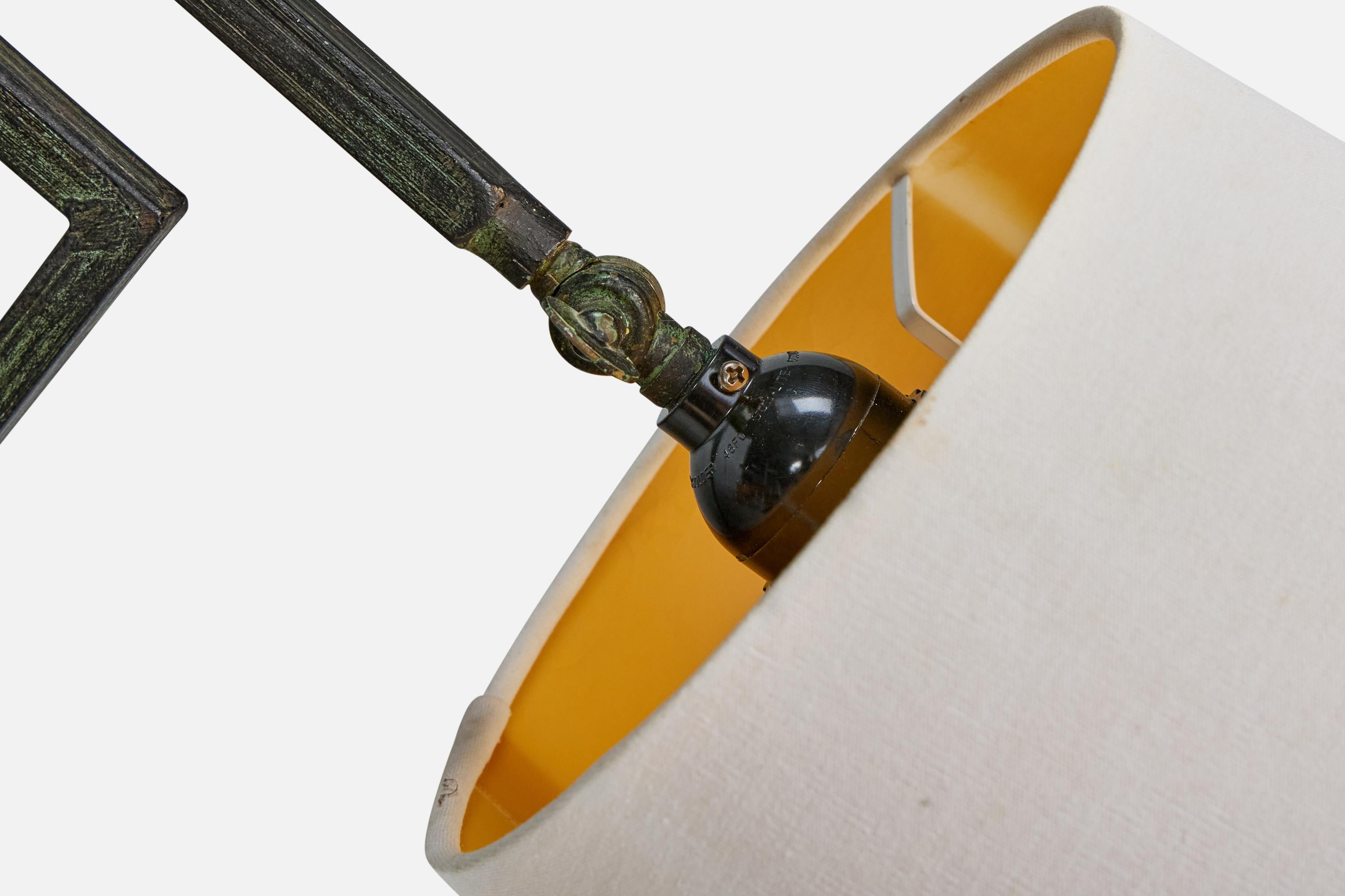 Swedish Designer, Floor Lamp, Iron, Fabric, Sweden, 1940s For Sale 1