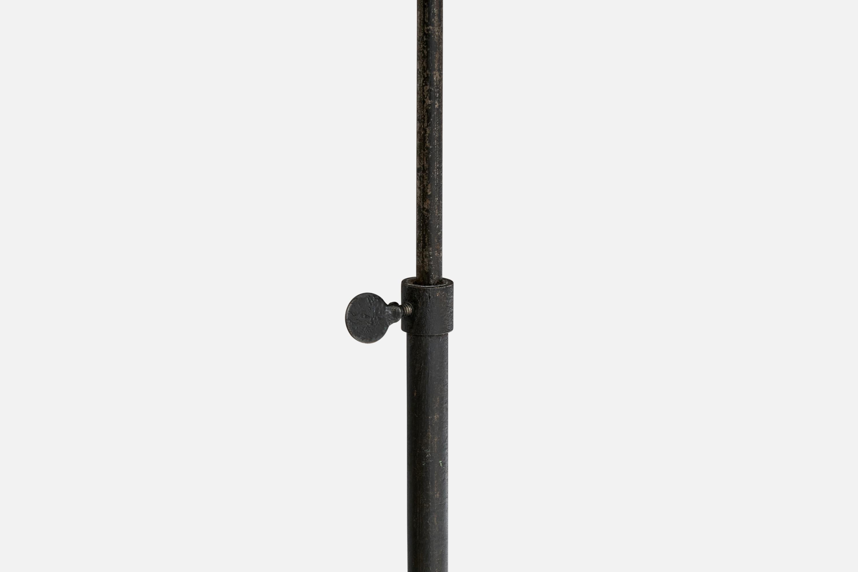 Swedish Designer, Floor Lamp, Iron, Fabric, Sweden, 1940s For Sale 2