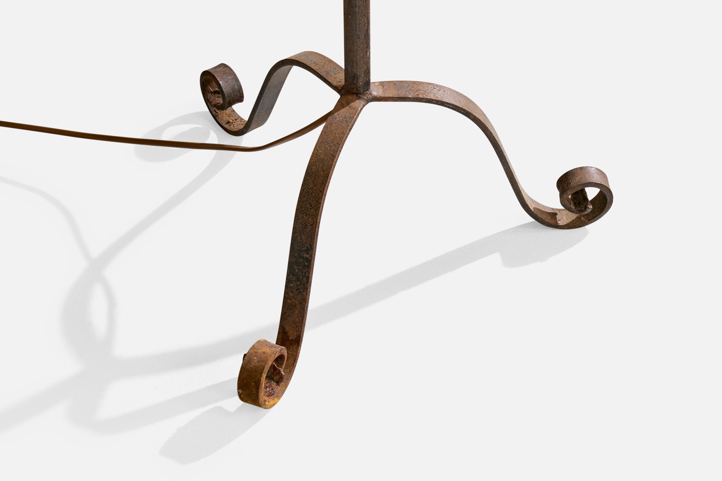 Swedish Designer, Floor Lamp, Iron, Fabric, Sweden, 1940s For Sale 2