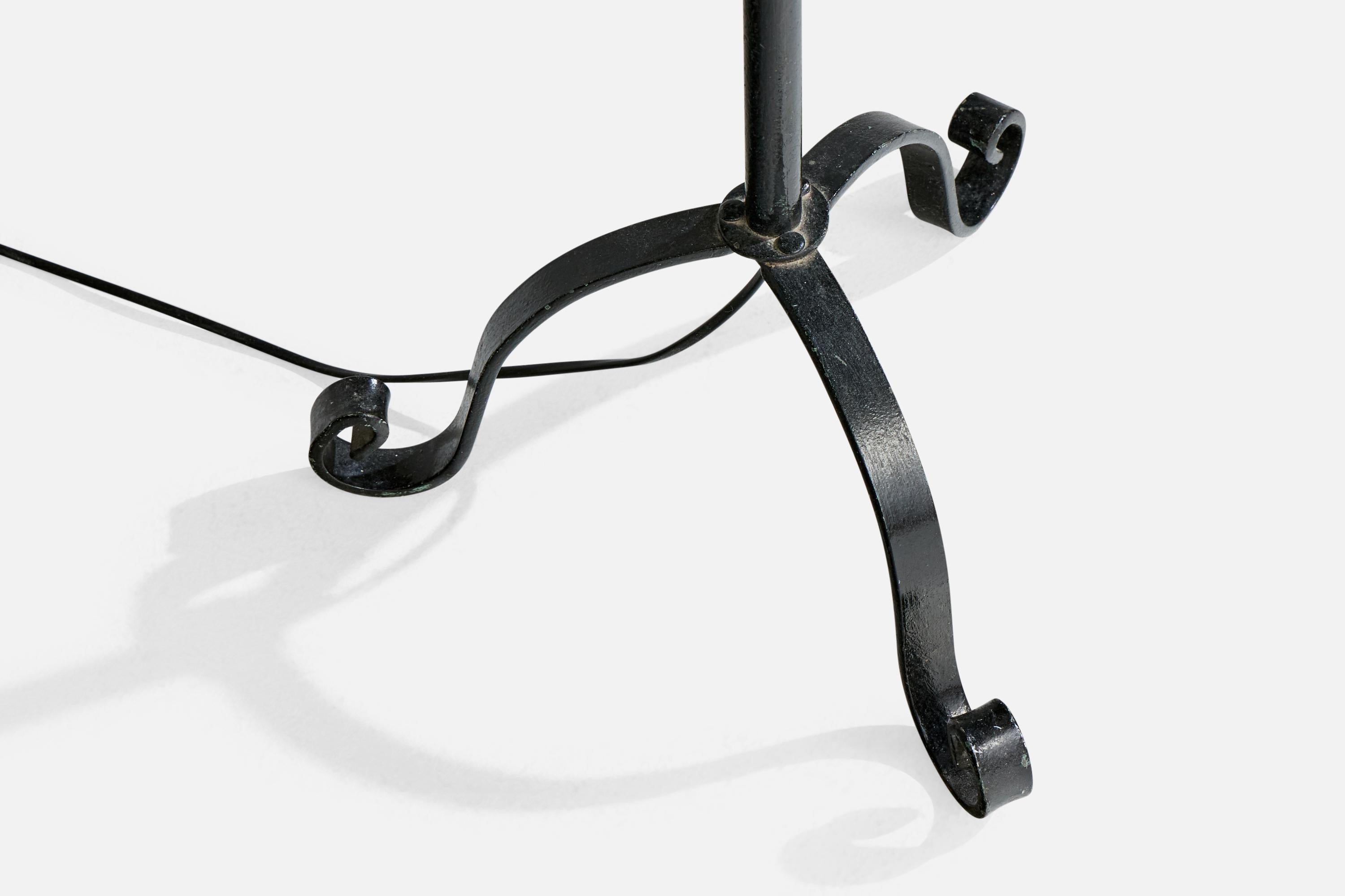 Swedish Designer, Floor Lamp, Iron, Fabric, Sweden, 1940s For Sale 2