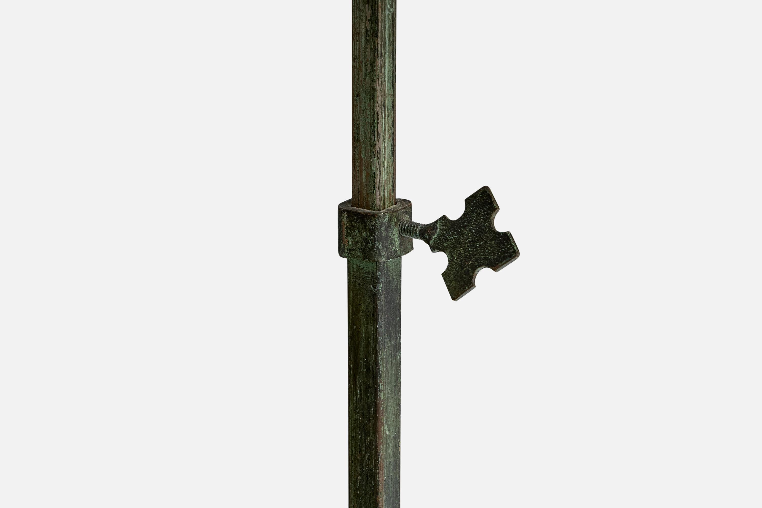 Swedish Designer, Floor Lamp, Iron, Fabric, Sweden, 1940s For Sale 2