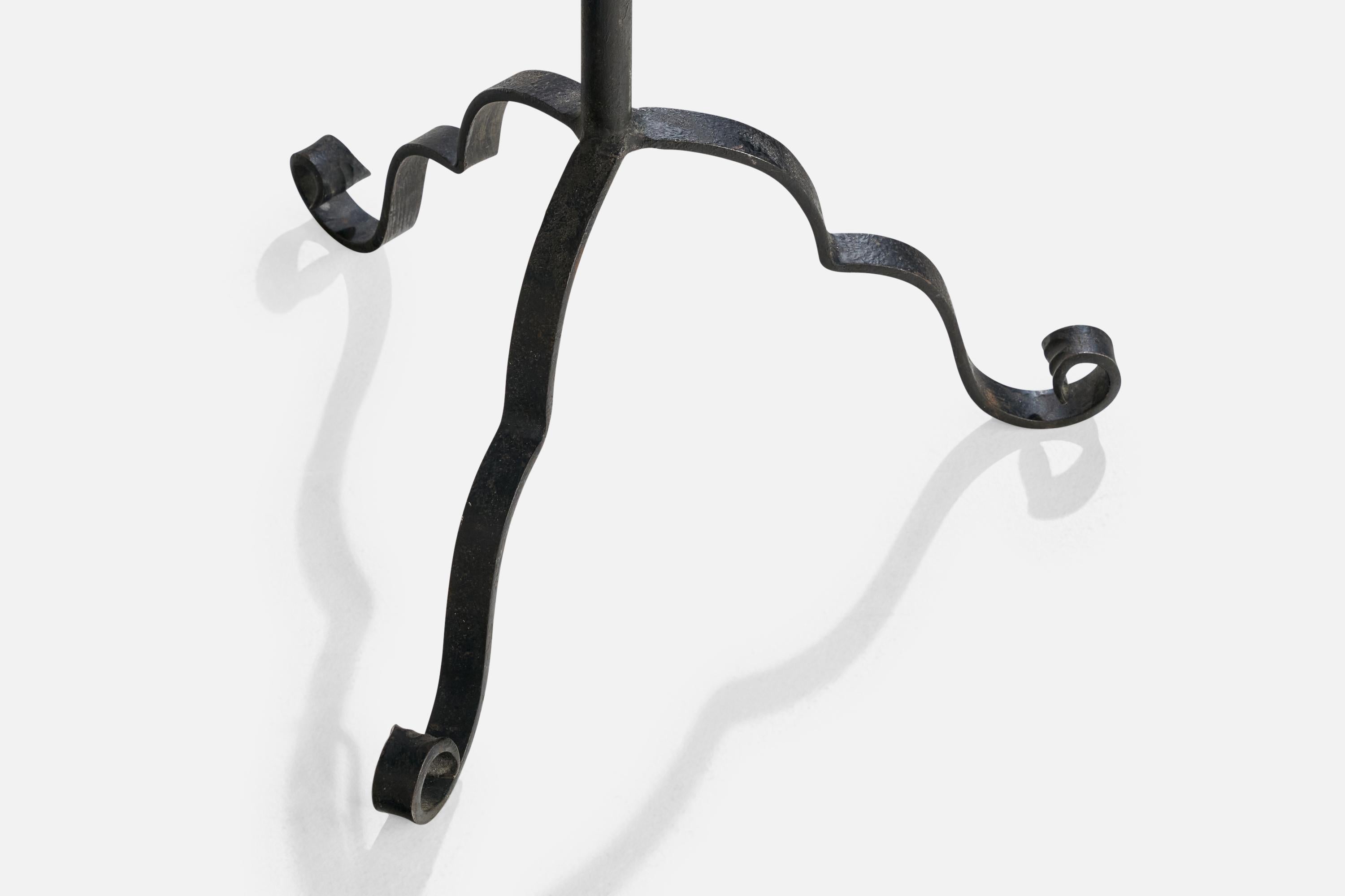 Swedish Designer, Floor Lamp, Iron, Fabric, Sweden, 1940s For Sale 3