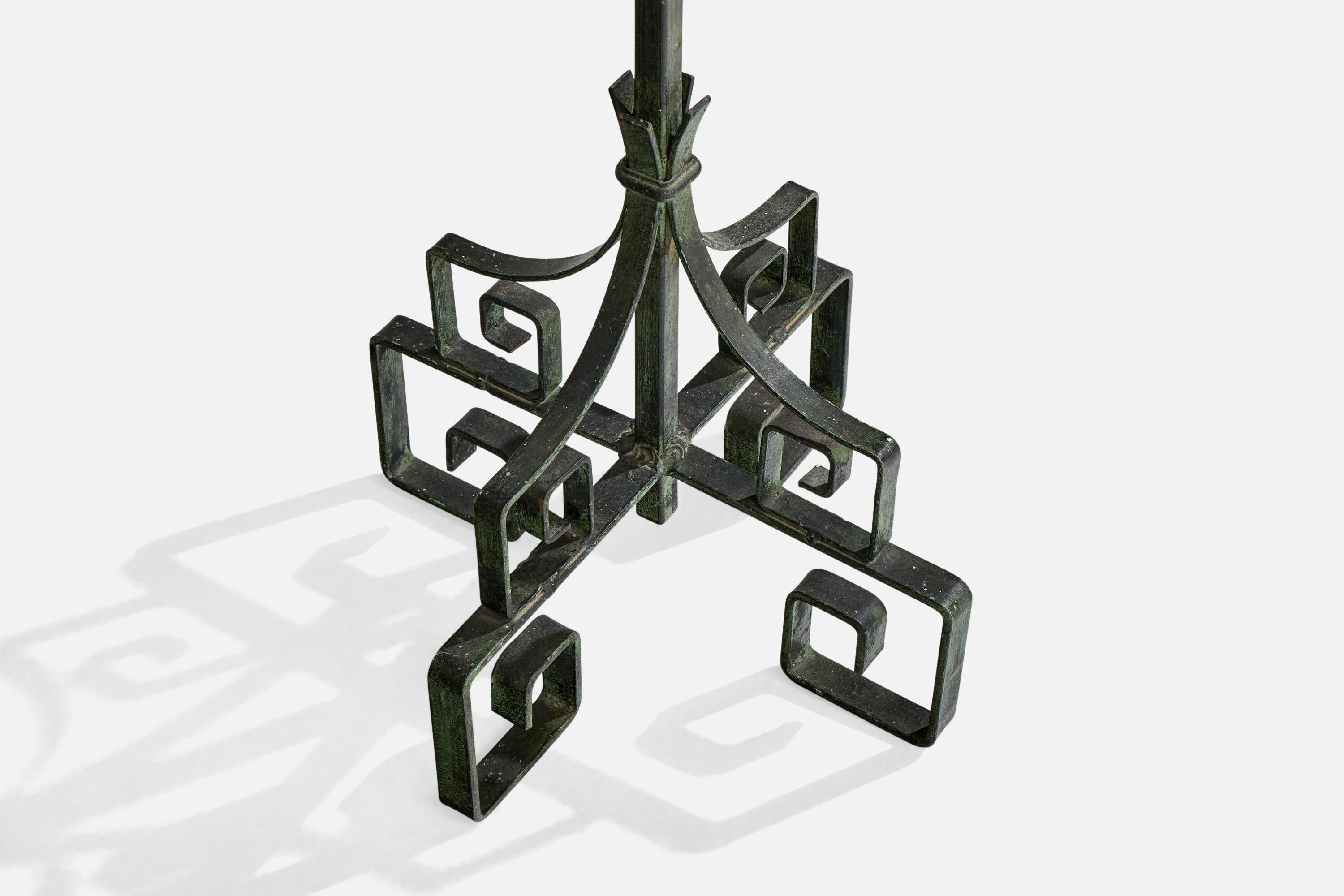 Swedish Designer, Floor Lamp, Iron, Fabric, Sweden, 1940s For Sale 3