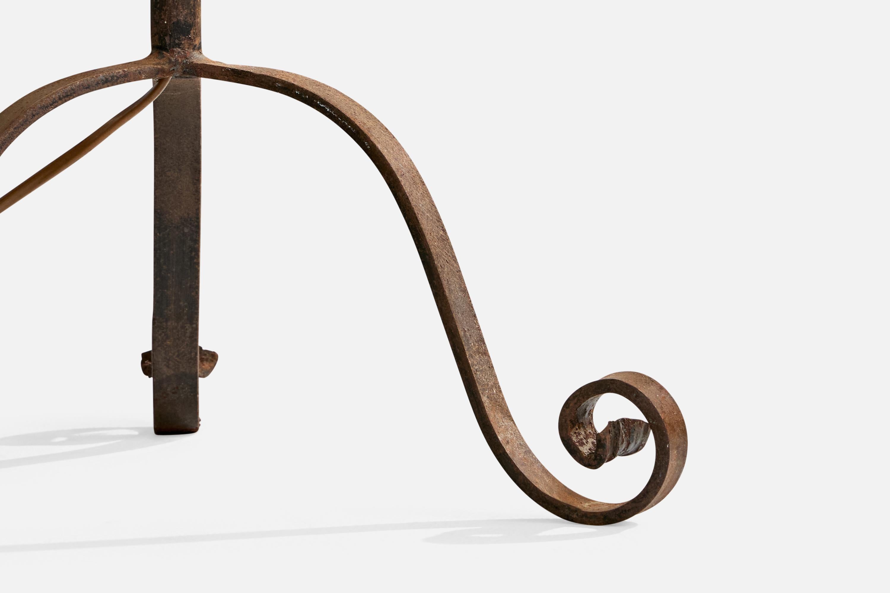Swedish Designer, Floor Lamp, Iron, Fabric, Sweden, 1940s For Sale 4