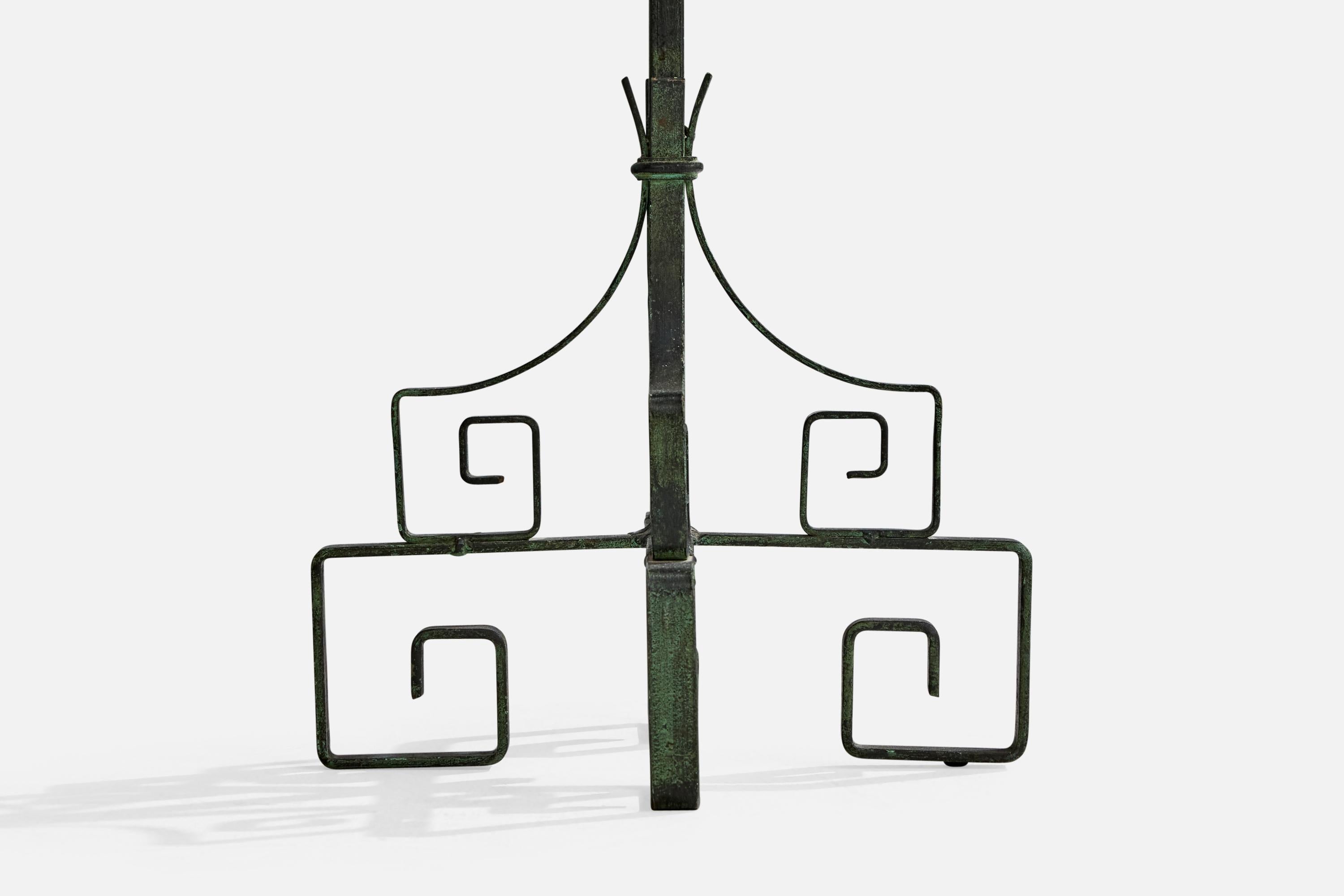 Swedish Designer, Floor Lamp, Iron, Fabric, Sweden, 1940s For Sale 4