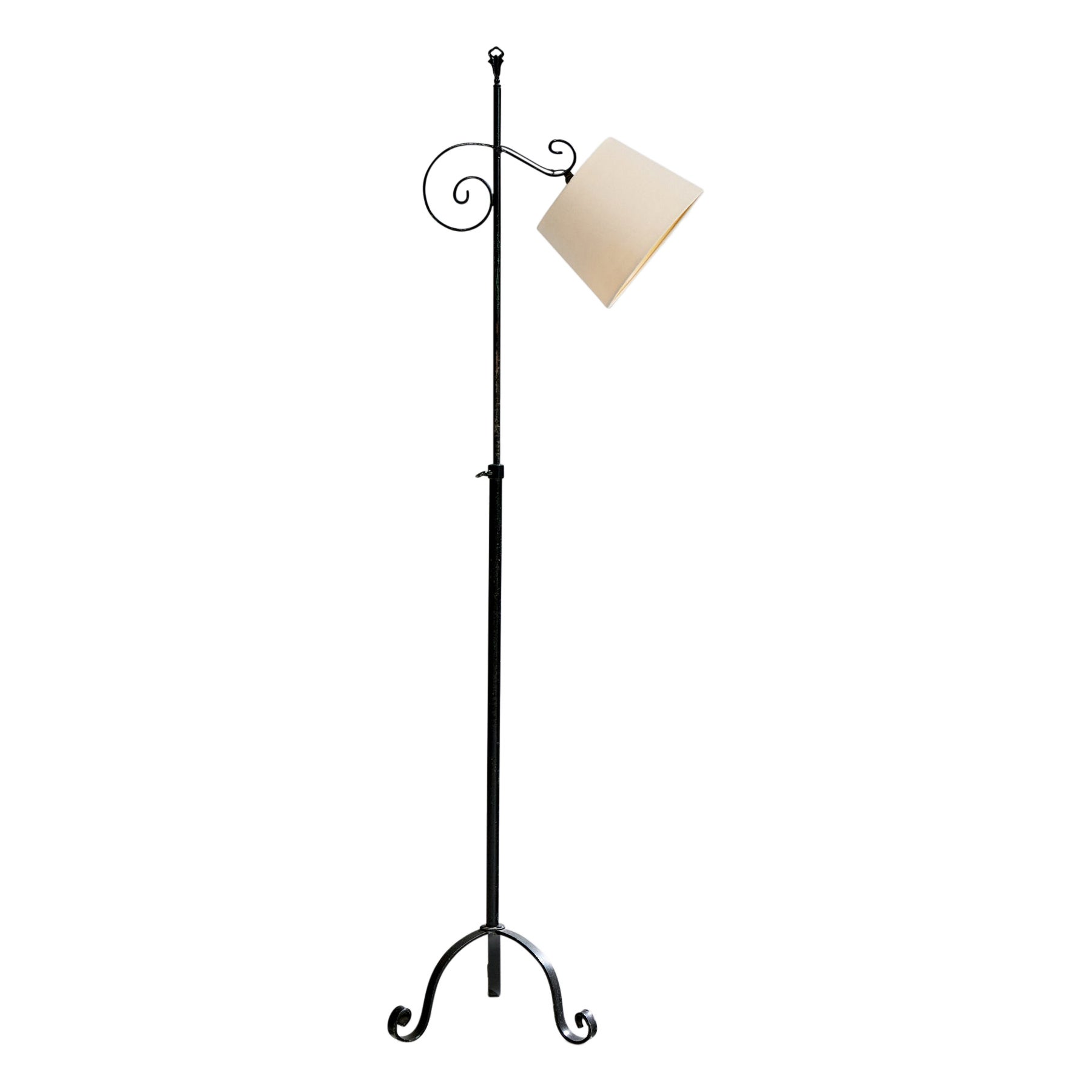 Swedish Designer, Floor Lamp, Iron, Fabric, Sweden, 1940s