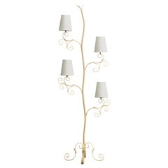Swedish Designer, Floor Lamp, Iron, Fabric, Sweden, 1940s