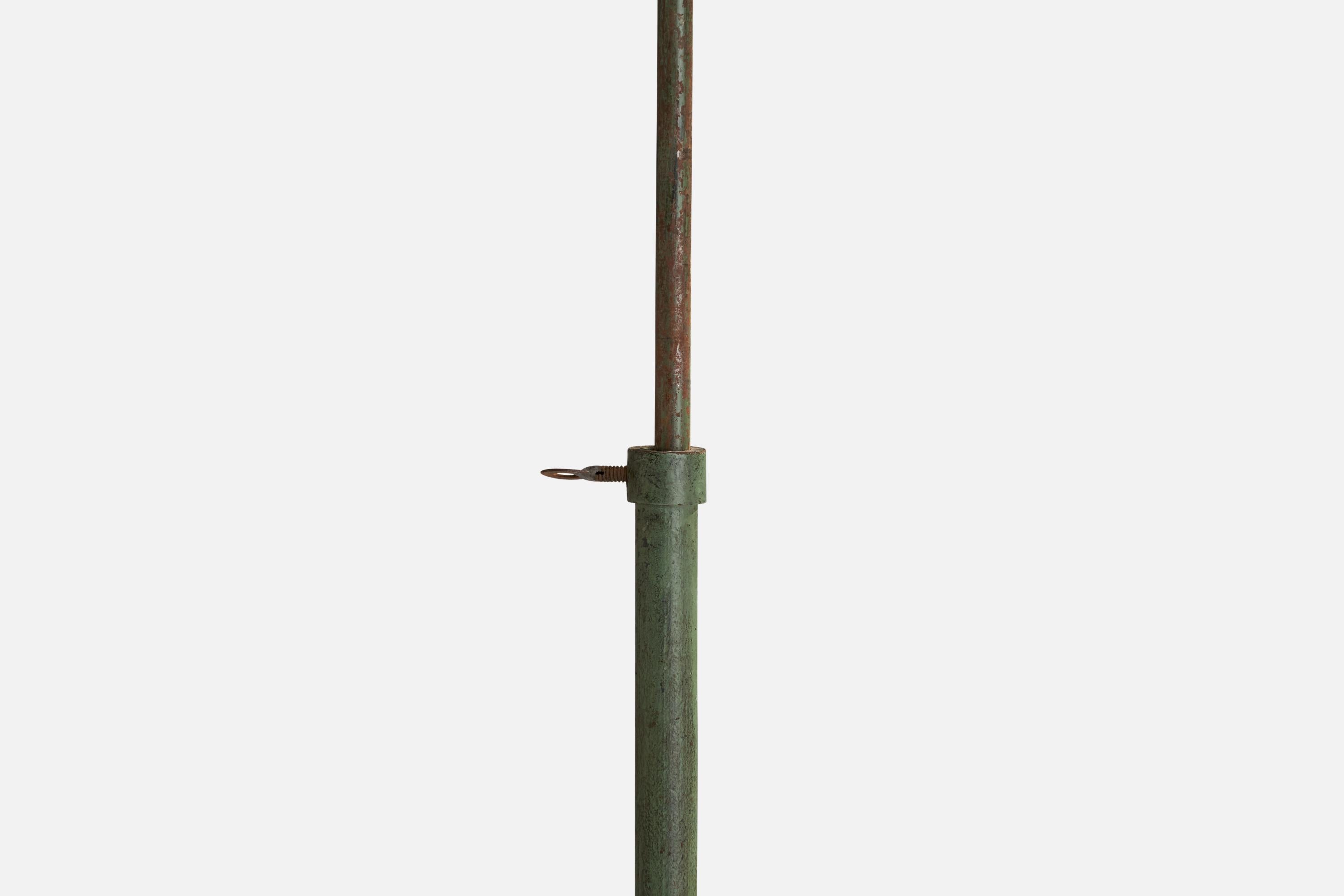 Swedish Designer, Floor Lamp, Iron, Rattan, Sweden, 1930s In Good Condition In High Point, NC