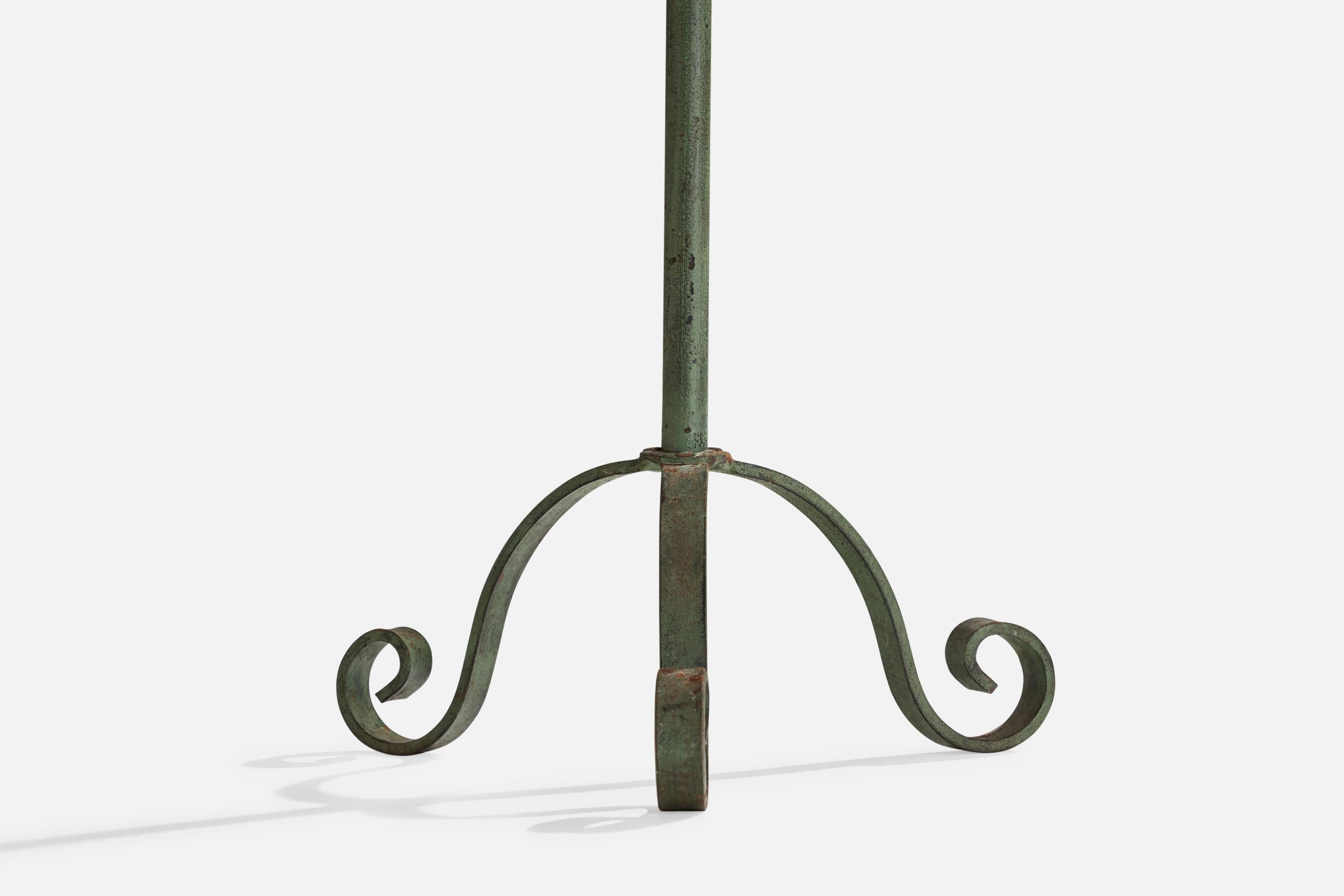 Swedish Designer, Floor Lamp, Iron, Rattan, Sweden, 1930s For Sale 1