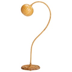 Swedish Designer, Floor Lamp, Masur Birch, Pine, Cotton, Sweden, 1960s