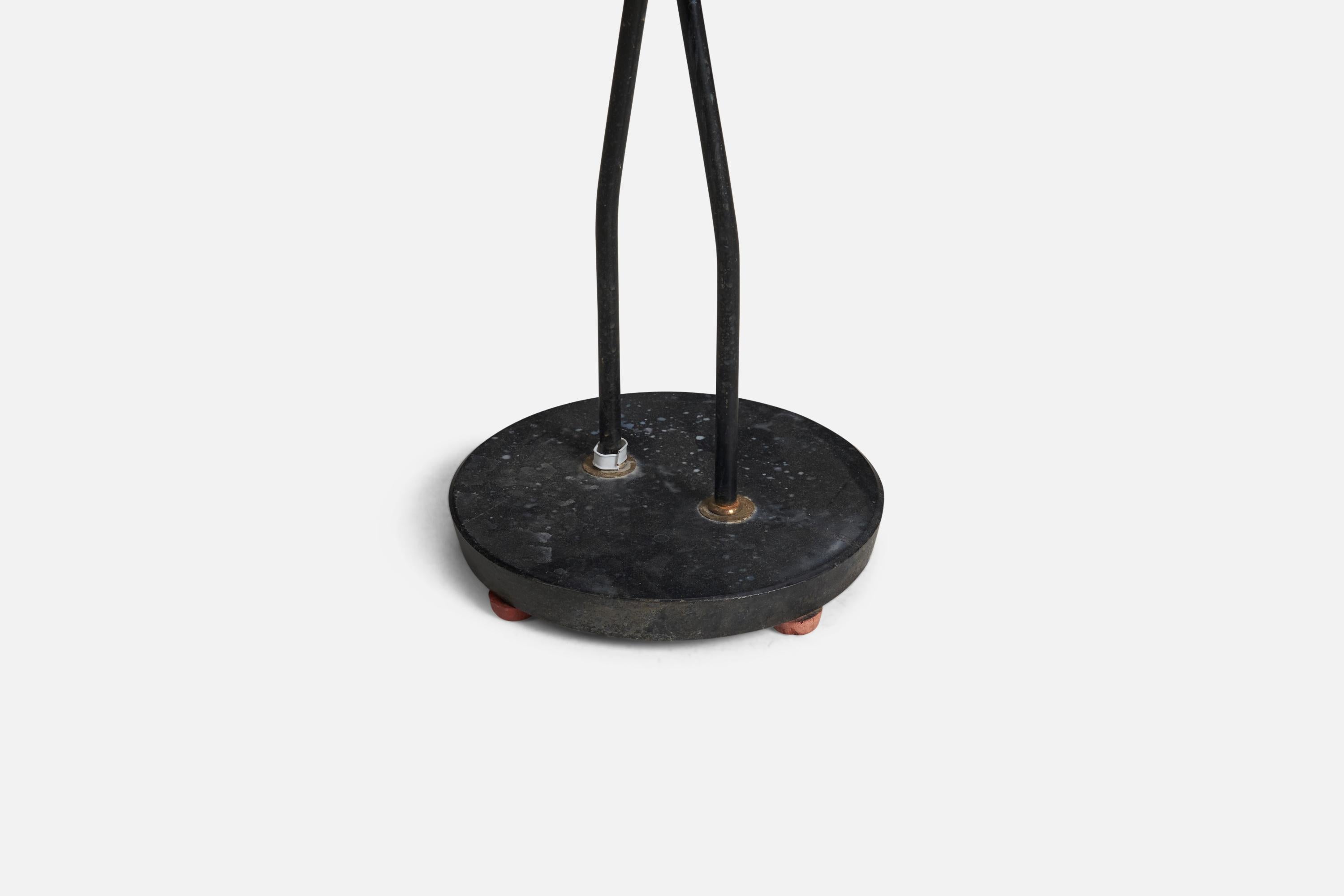 Mid-20th Century Swedish Designer, Floor Lamp, Metal, Brass, Fabric, Sweden, 1950s For Sale