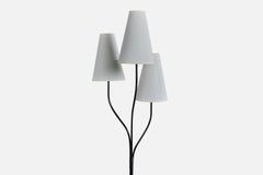 Designer svedese, lampada da terra, metallo, ottone, gomma, tessuto, Svezia, anni '60