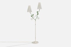 Designer svedese, lampada da terra, metallo, tessuto, Svezia, anni '50