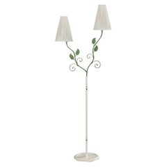 Swedish Designer, Floor Lamp, Metal, Fabric, Sweden, 1950s