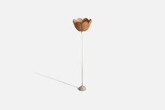 Lampada da terra di design svedese, metallo, rattan, Svezia, anni '60