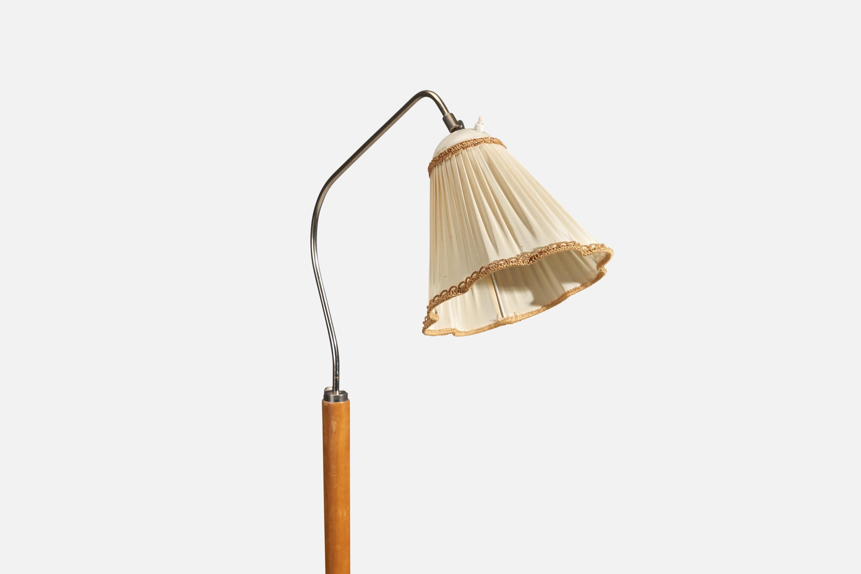 Scandinave moderne Créateur suédois, lampadaire, métal, bois, Suède, années 1940 en vente