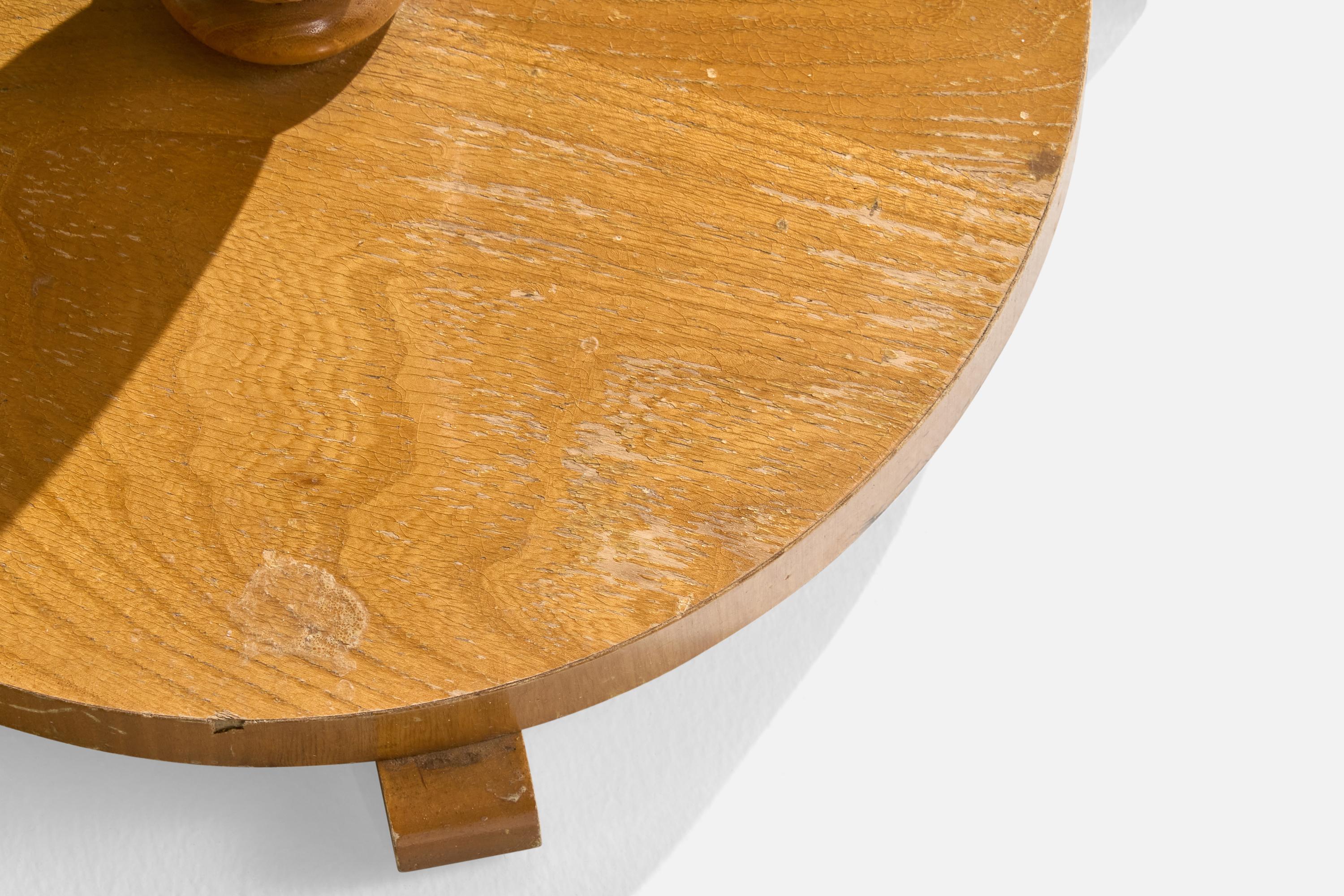 Lampada da terra di design svedese, Oak, ottone, tessuto, Svezia, anni '1930 in vendita 5