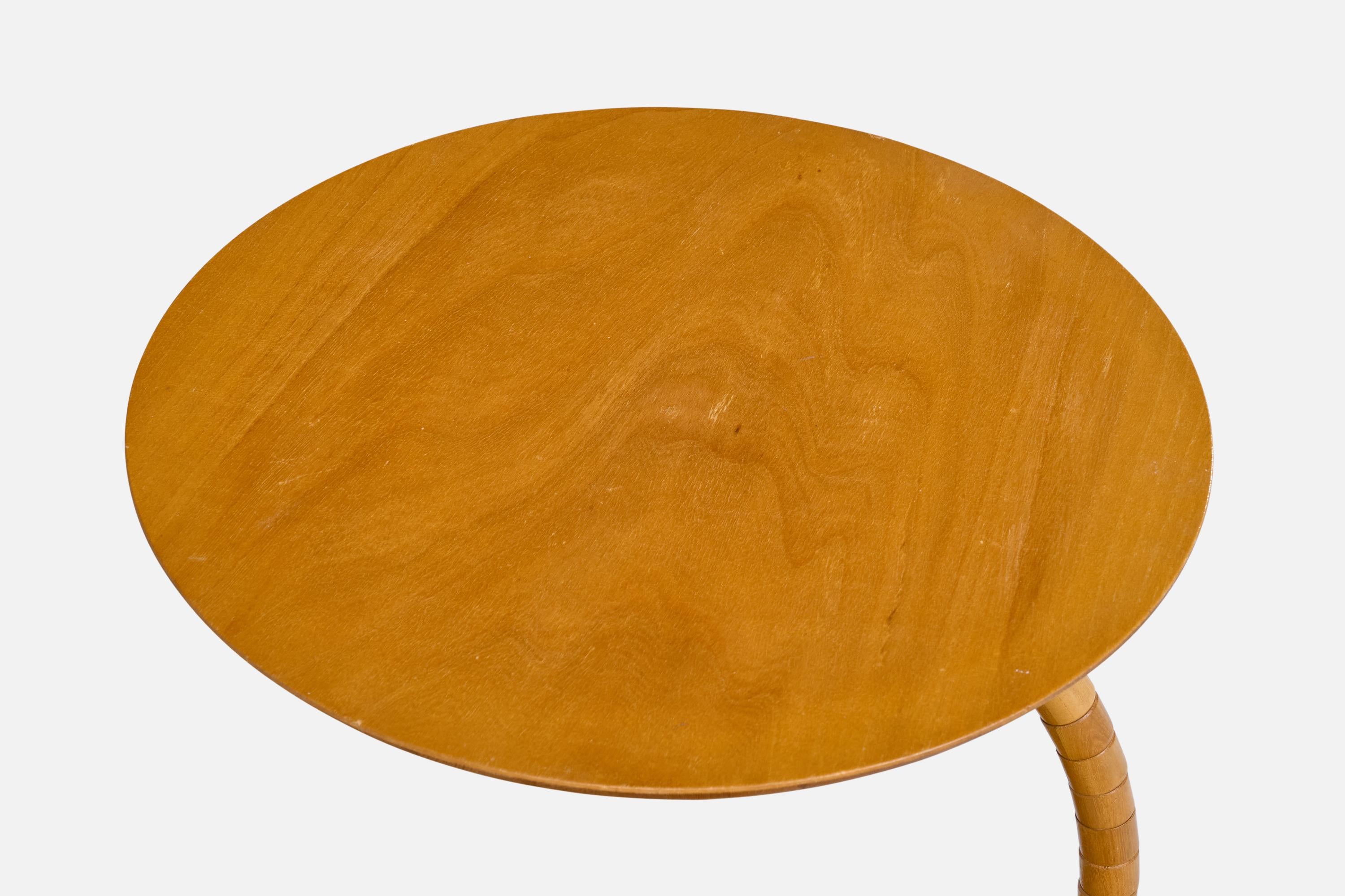 Lampada da terra di design svedese, Oak, ottone, tessuto, Svezia, anni '40 in vendita 4