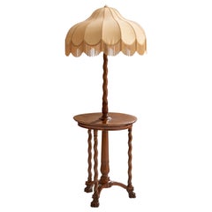 Swedish Designer, Floor Lamp, Oak, Fabric, Sweden, 1930s