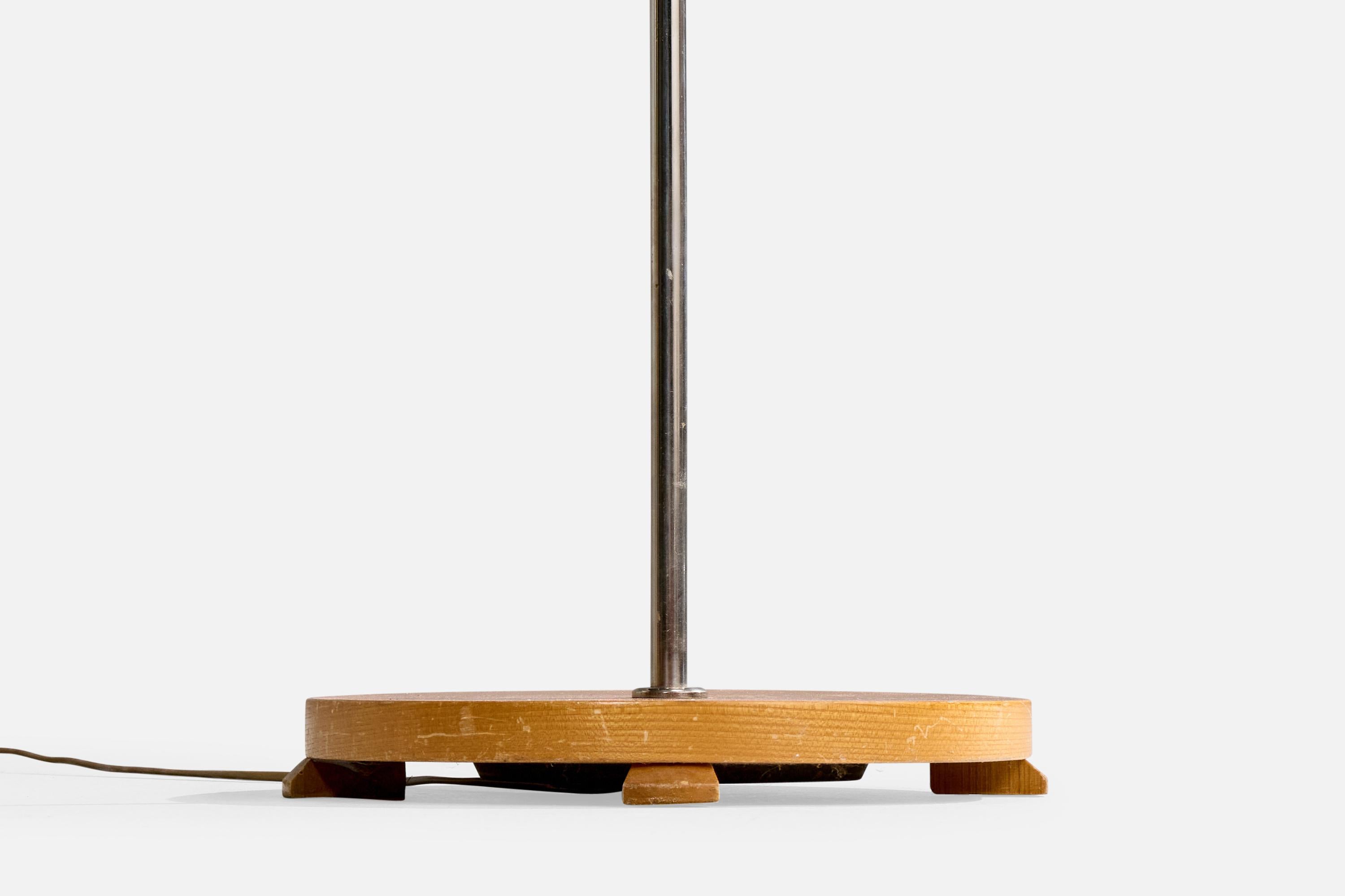 Designer suédois, lampadaire, chêne, métal, tissu, Suède, années 1930 en vente 1