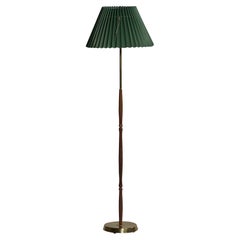 Lampadaire de designer suédois, papier, bois de rose, laiton, Suède, années 1950