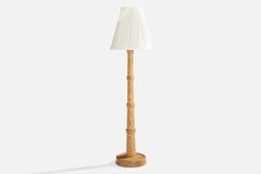 Designer suédois, lampadaire, pin, tissu, Suède, 1960