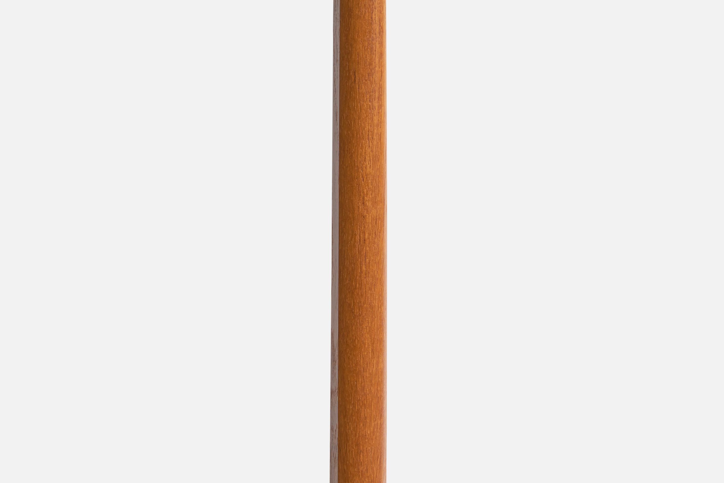 Swedish Designer, Floor Lamp, Teak, Brass, Rattan, Sweden, 1950s For Sale 2