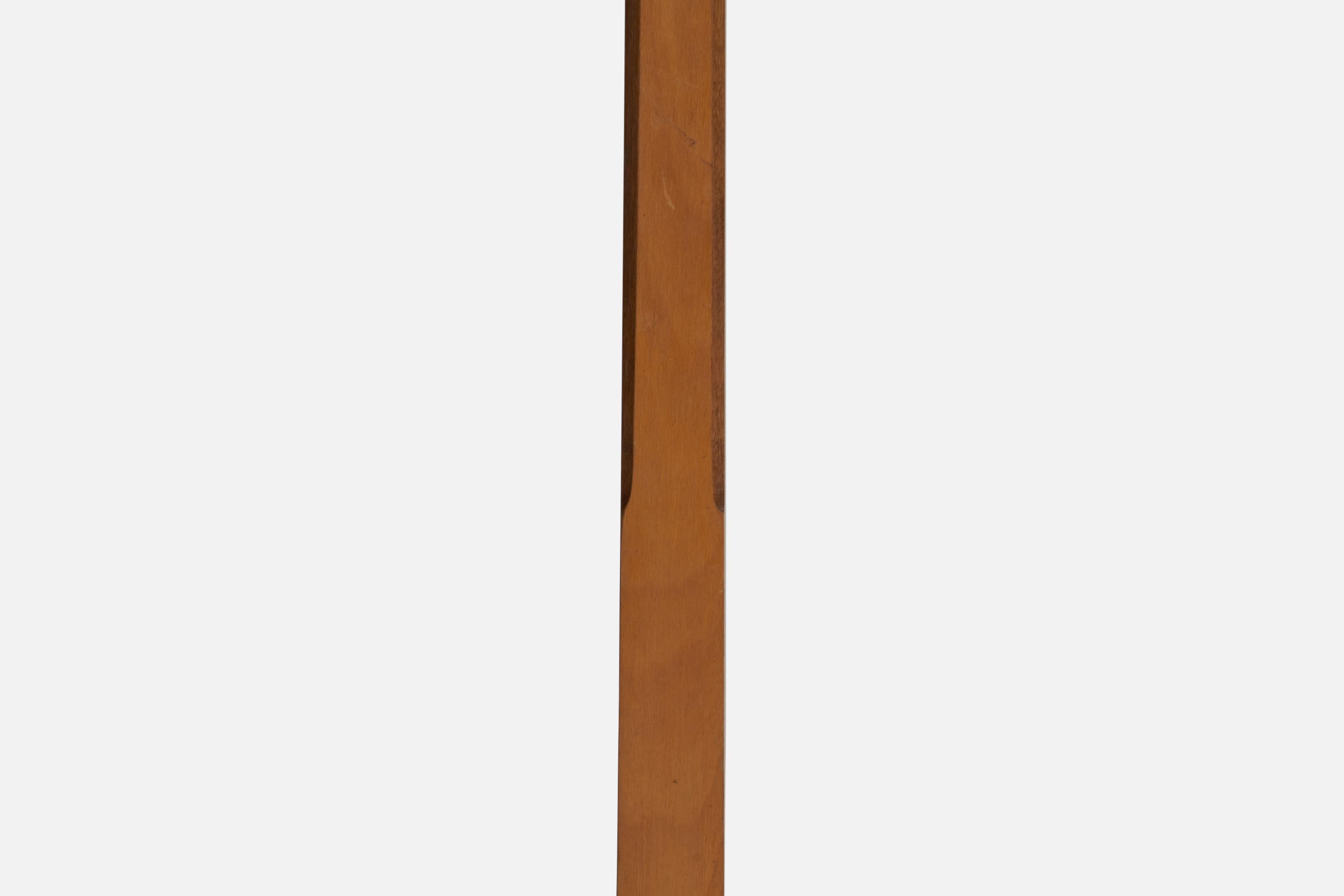 Swedish Designer, Floor Lamp, Wood, Brass, Fabric, Sweden, 1930s For Sale 3