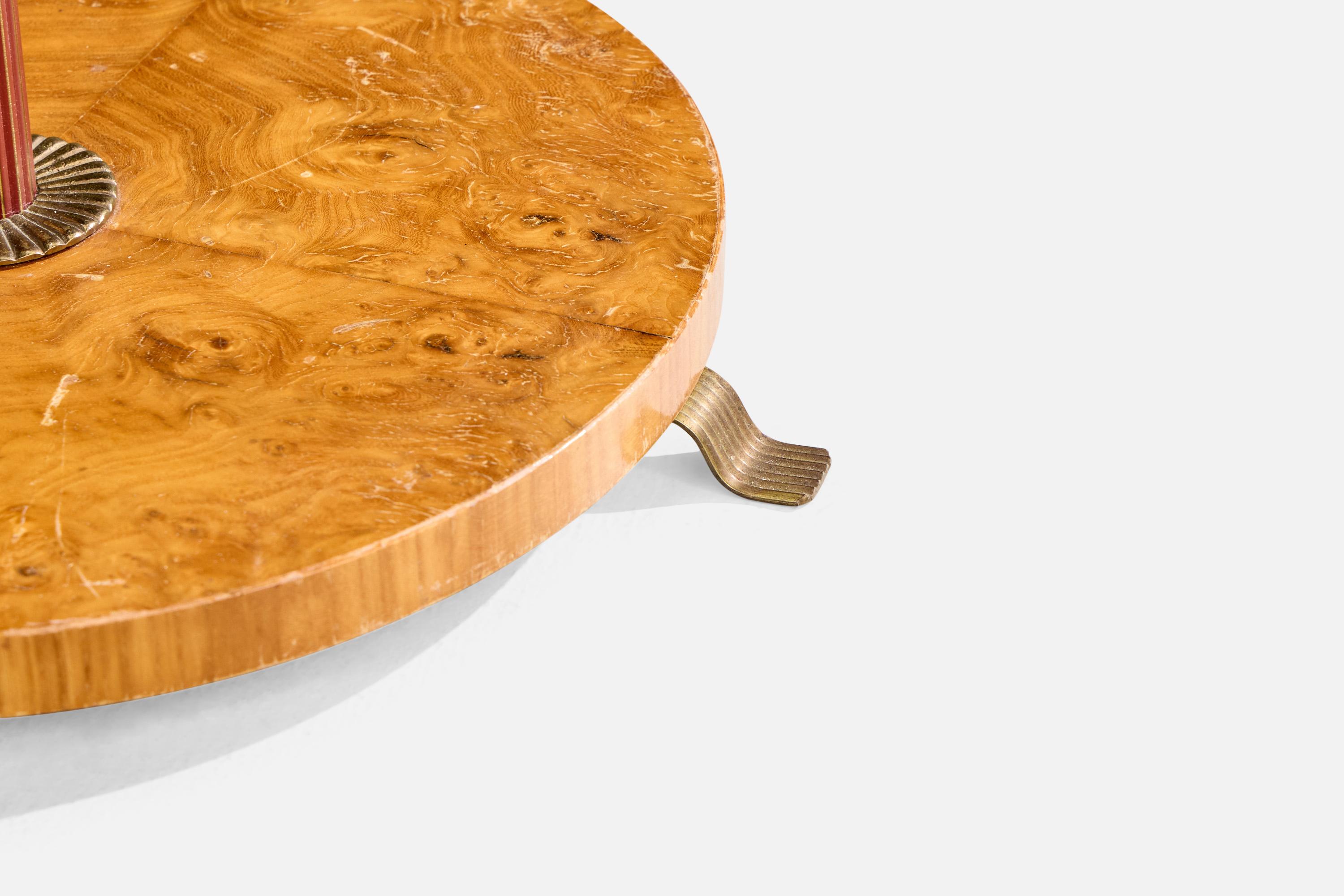 Designer suédois, lampadaire, bois, laiton, tissu, Suède, années 1950 en vente 6