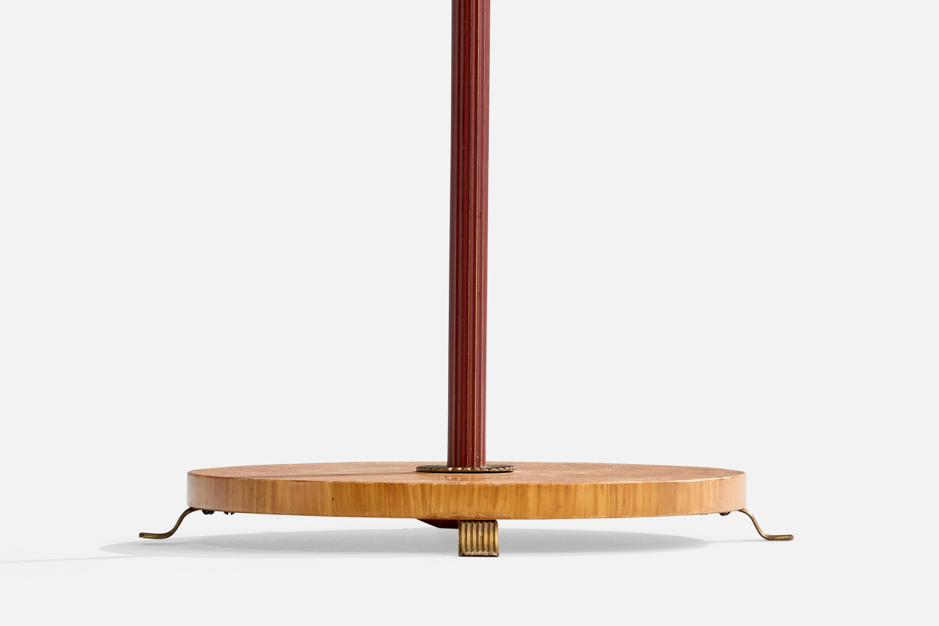 Designer suédois, lampadaire, bois, laiton, tissu, Suède, années 1950 en vente 7
