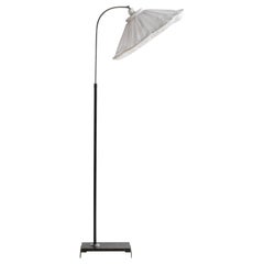 Swedish Designer, Floor Lamp, Wood, Chrome, Sweden, 1930s