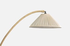Schwedische Designerin, Stehlampe, Holz, Kordel, Stoff, Schweden, 1930er Jahre