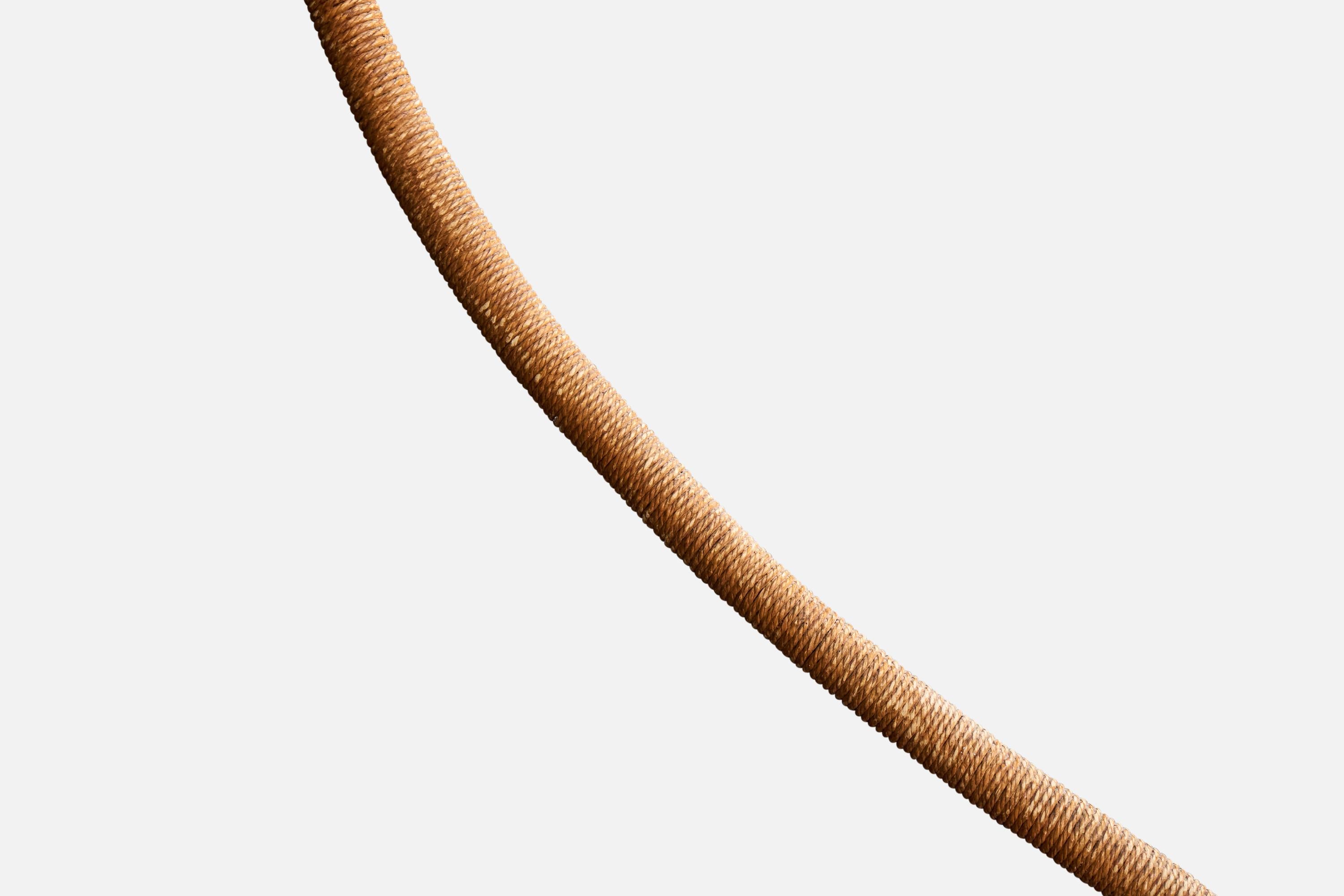 Swedish Designer, Floor Lamp, Wood, Cord, Fabric, Sweden, 1930s For Sale 3