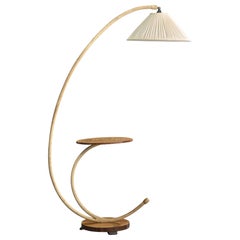 Schwedische Designerin, Stehlampe, Holz, Kordel, Stoff, Schweden, 1930er Jahre