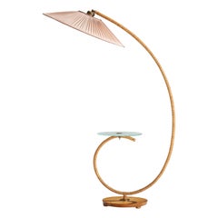 Lampada da terra di design svedese, Wood, Fabrice, Vetro, Ottone, Svezia, 1930