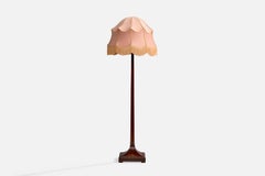Swedish Designer, Floor Lamp, Wood, Fabric, Sweden, 1910s