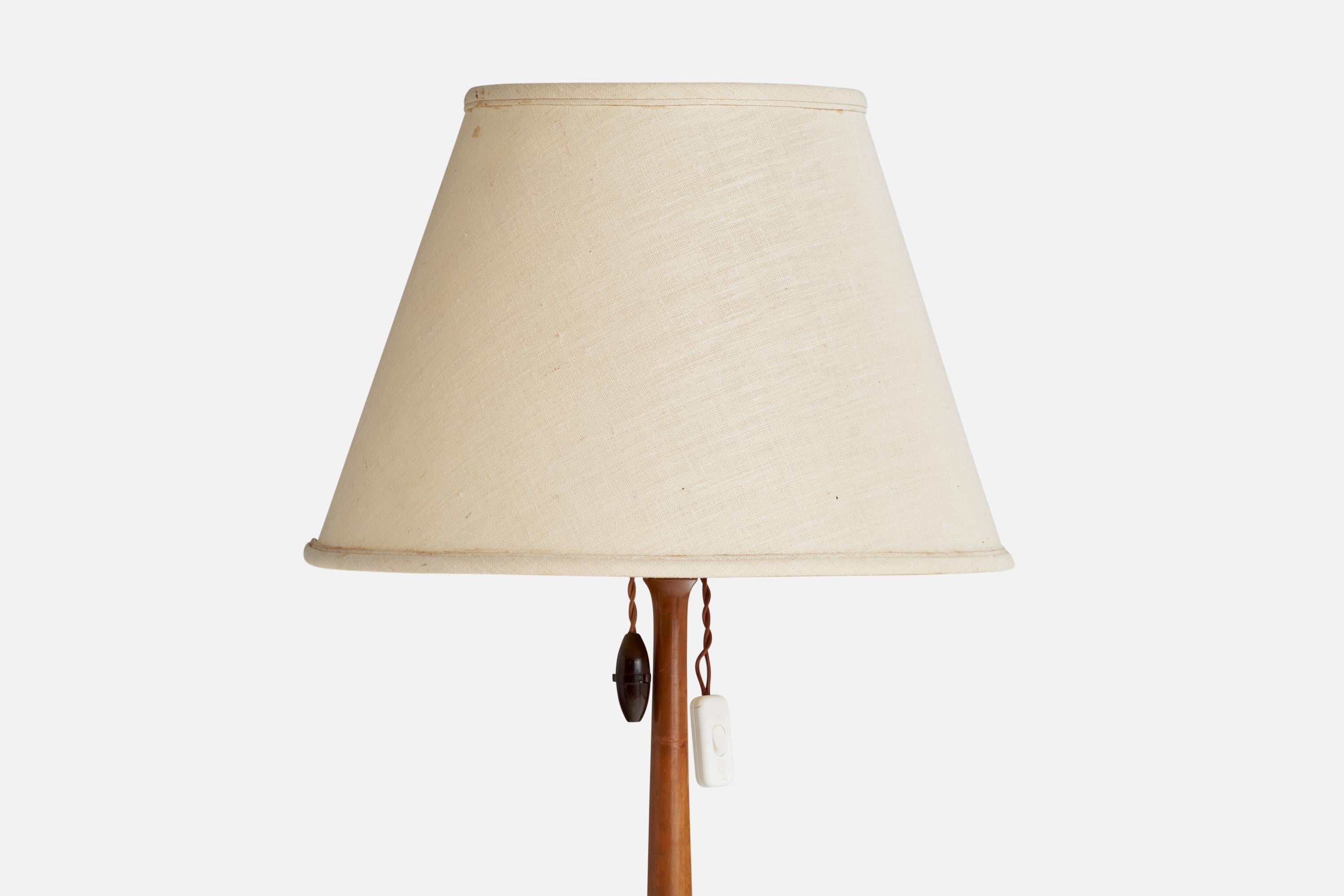 Scandinave moderne Designer suédois, lampadaire, bois, tissu, Suède, années 1930 en vente
