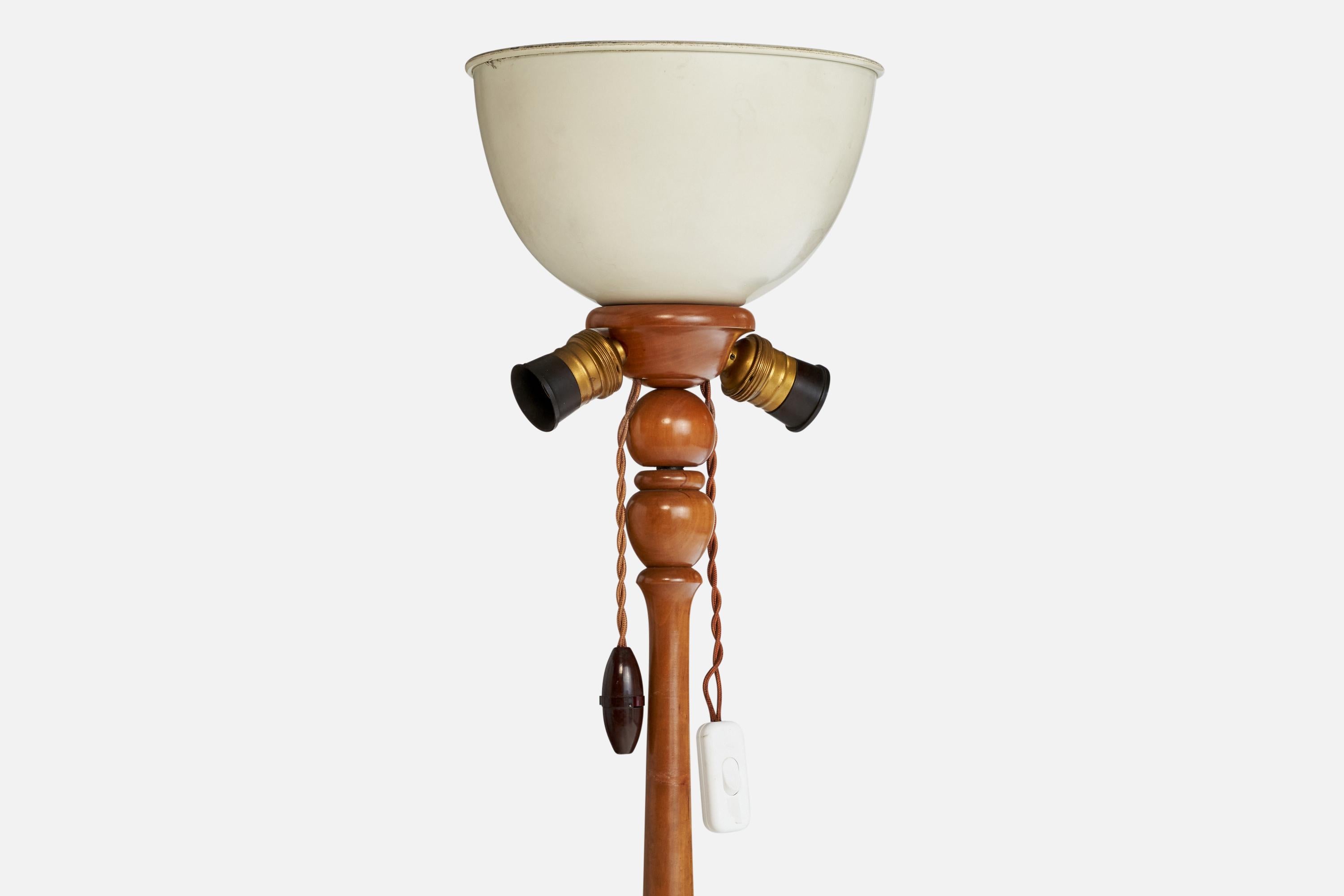 Suédois Designer suédois, lampadaire, bois, tissu, Suède, années 1930 en vente