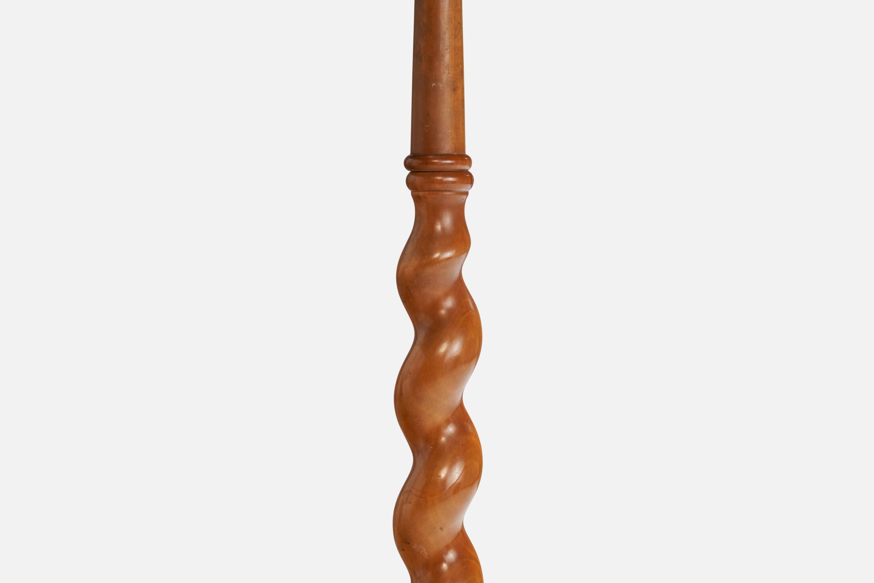 Designer suédois, lampadaire, bois, tissu, Suède, années 1930 Bon état - En vente à High Point, NC