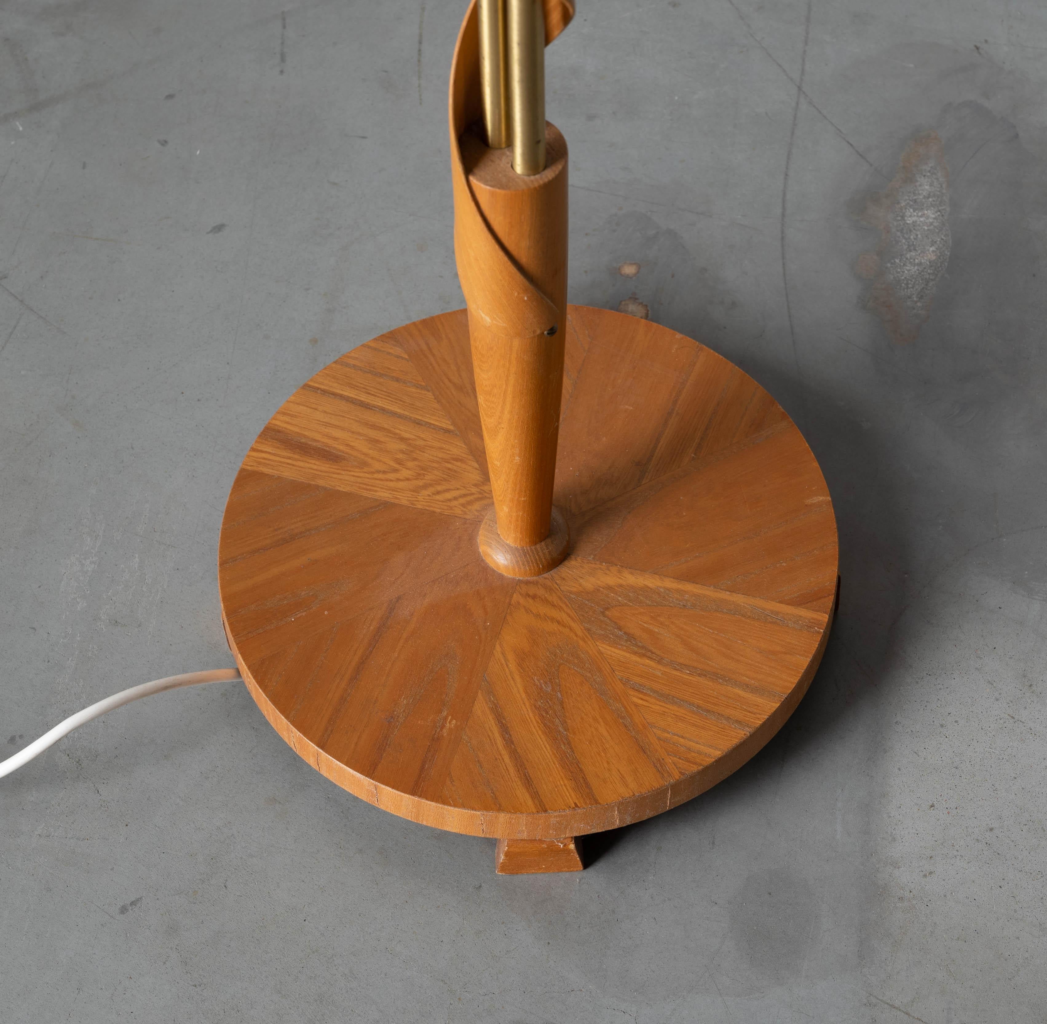 Swedish Designer, Floor Lamp, Wood, Fabric, Sweden, 1930s 2