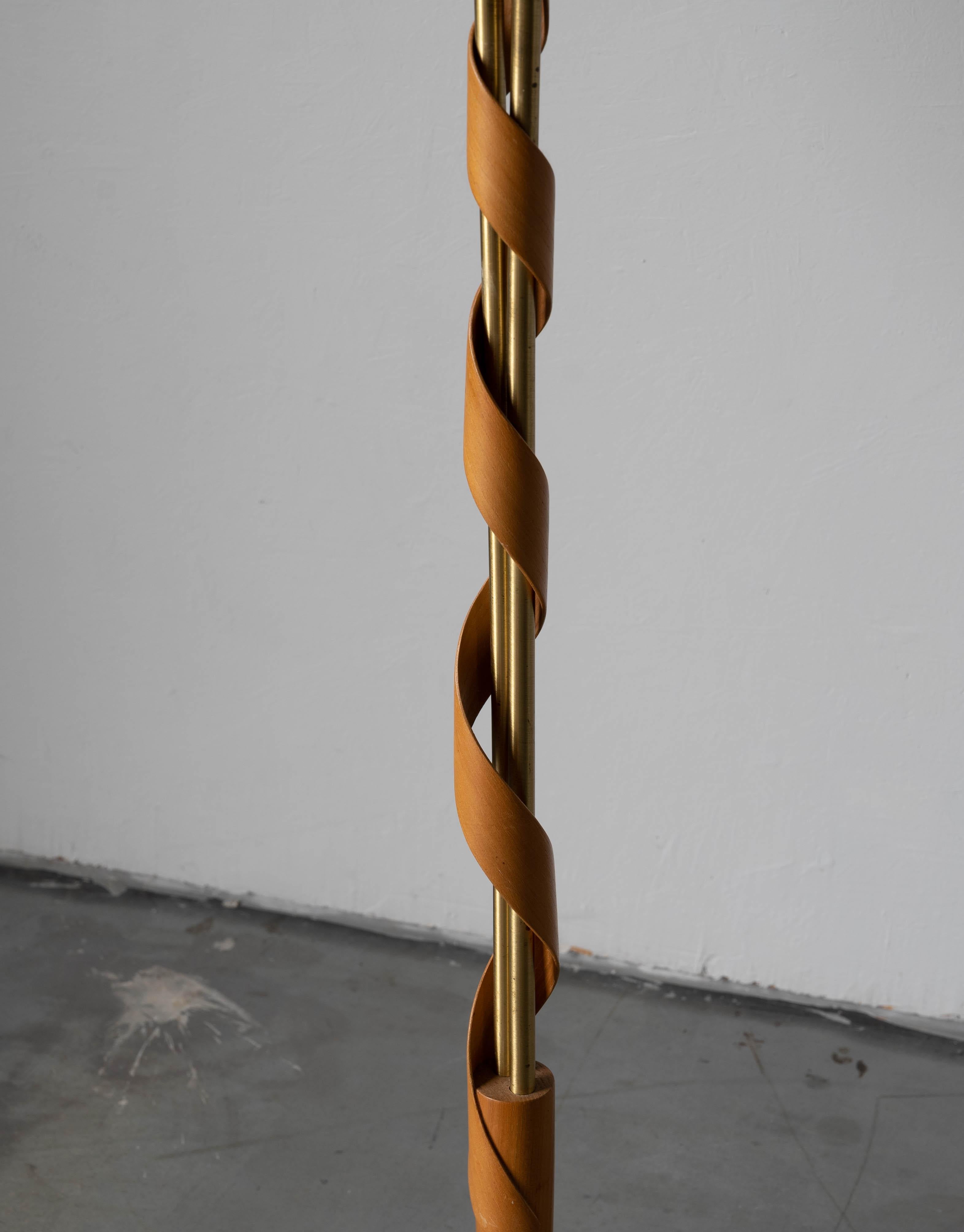 Swedish Designer, Floor Lamp, Wood, Fabric, Sweden, 1930s 3