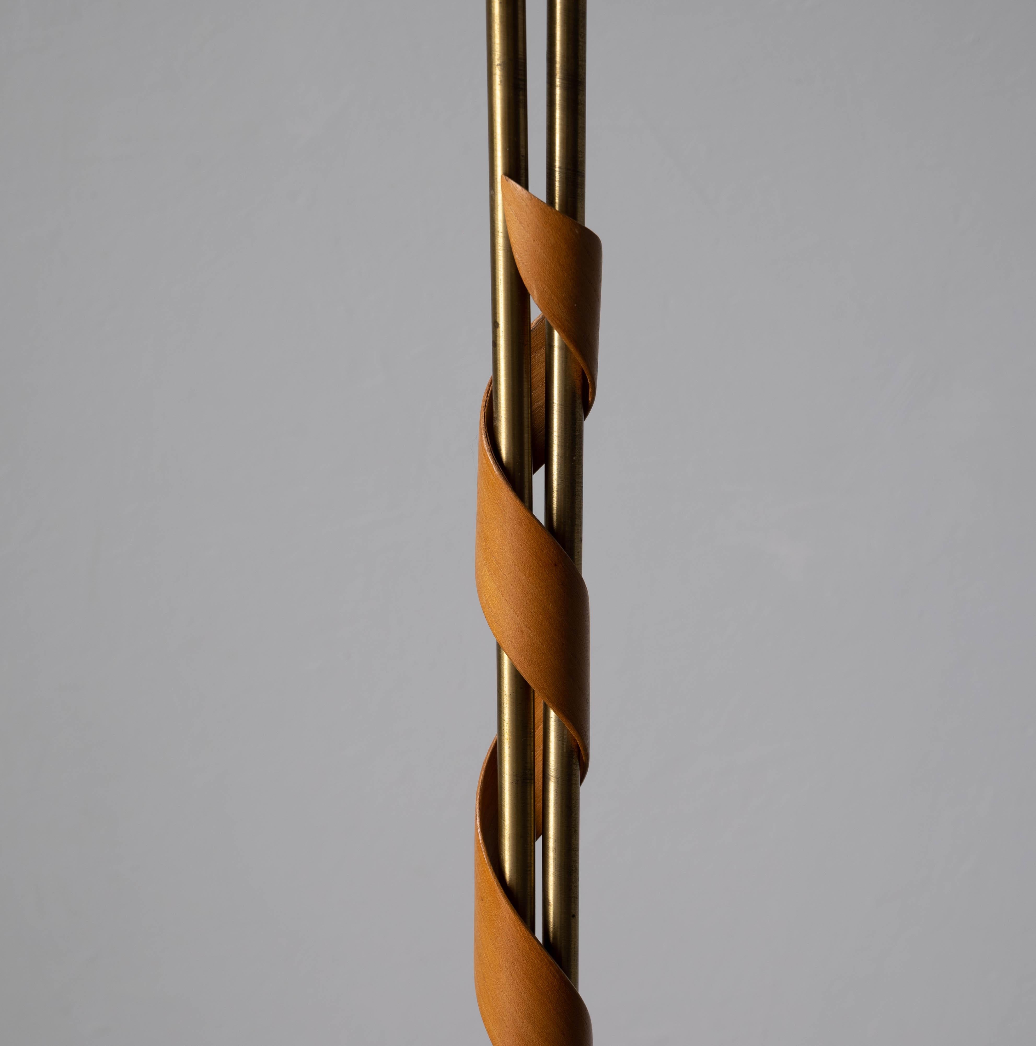 Swedish Designer, Floor Lamp, Wood, Fabric, Sweden, 1930s 4