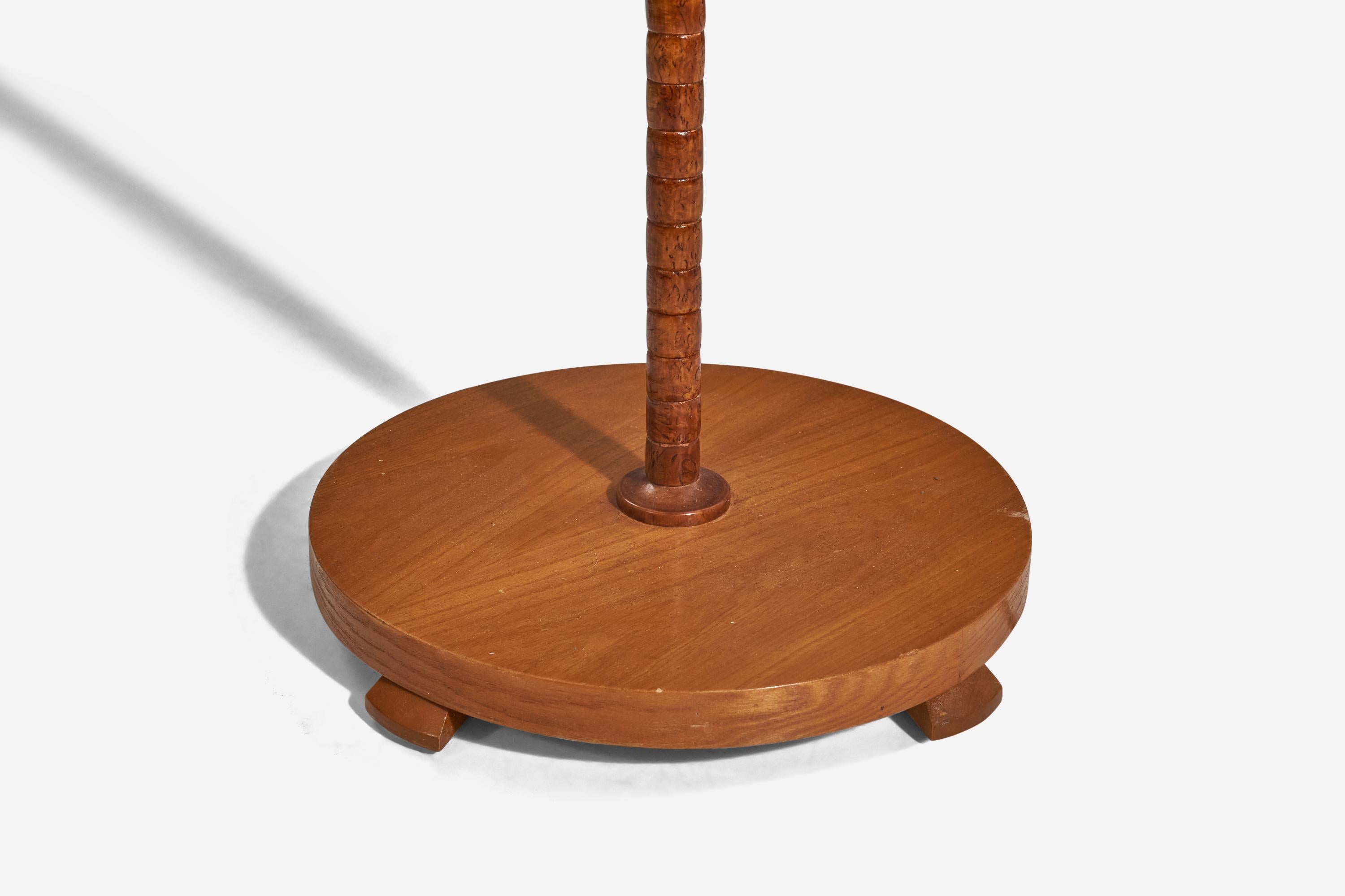 Diseñador sueco, lámpara de pie, madera, tela, Suecia, años 40 Sueco en venta