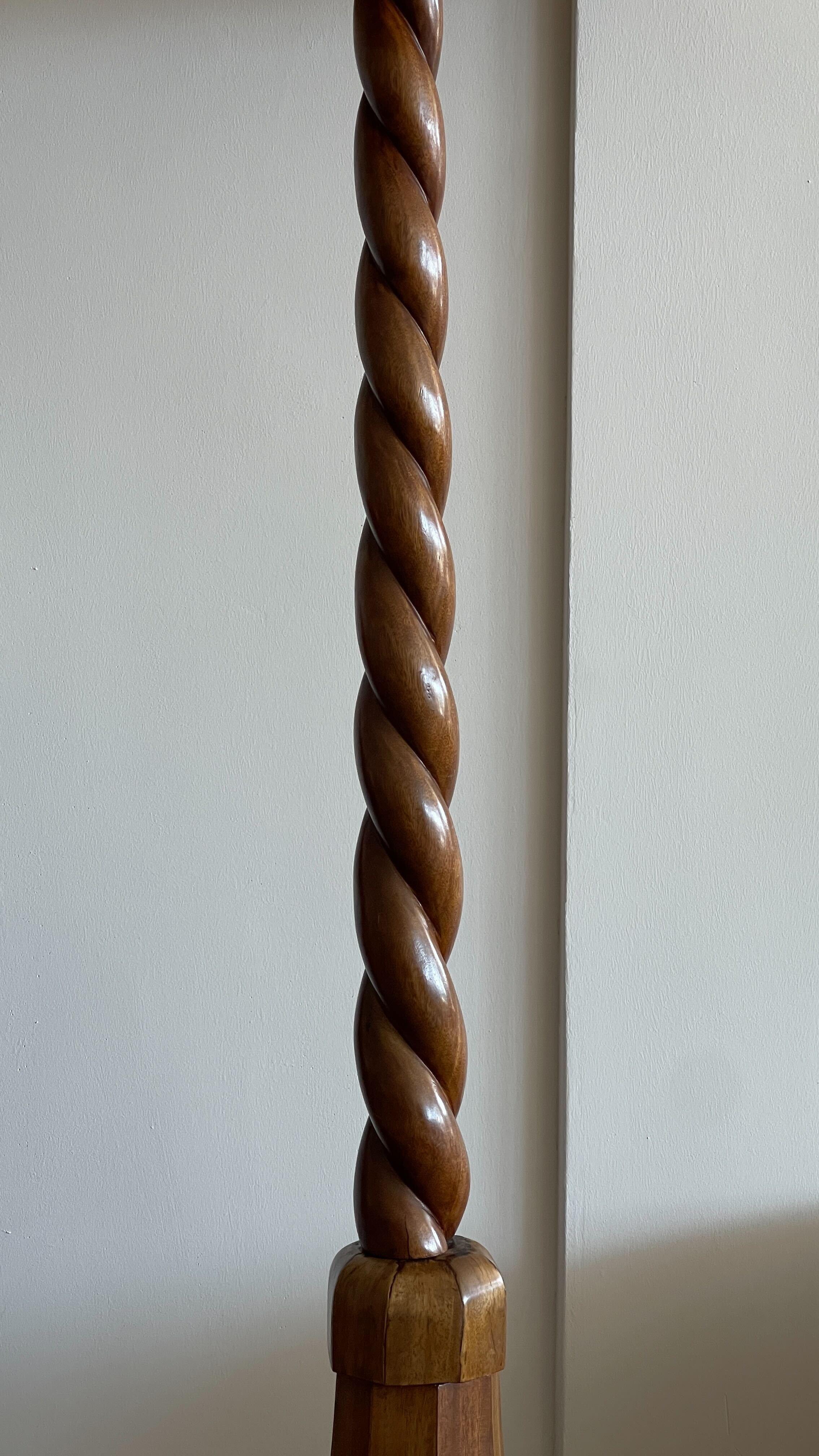 Scandinavian Modern Swedish Designer, Floor Lamp, Wood, Fabric, Sweden, c. 1930s