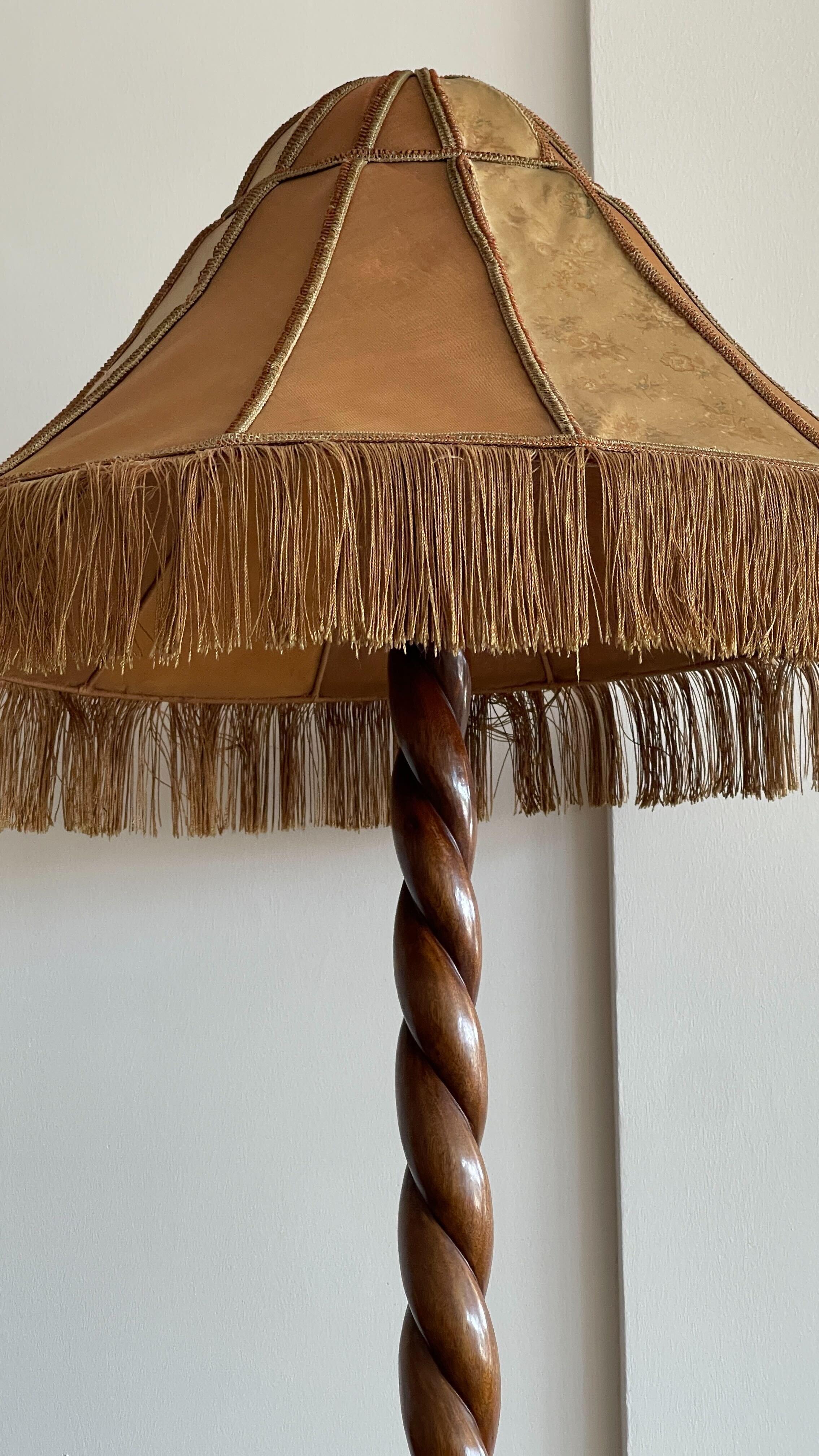 Mid-20th Century Swedish Designer, Floor Lamp, Wood, Fabric, Sweden, c. 1930s