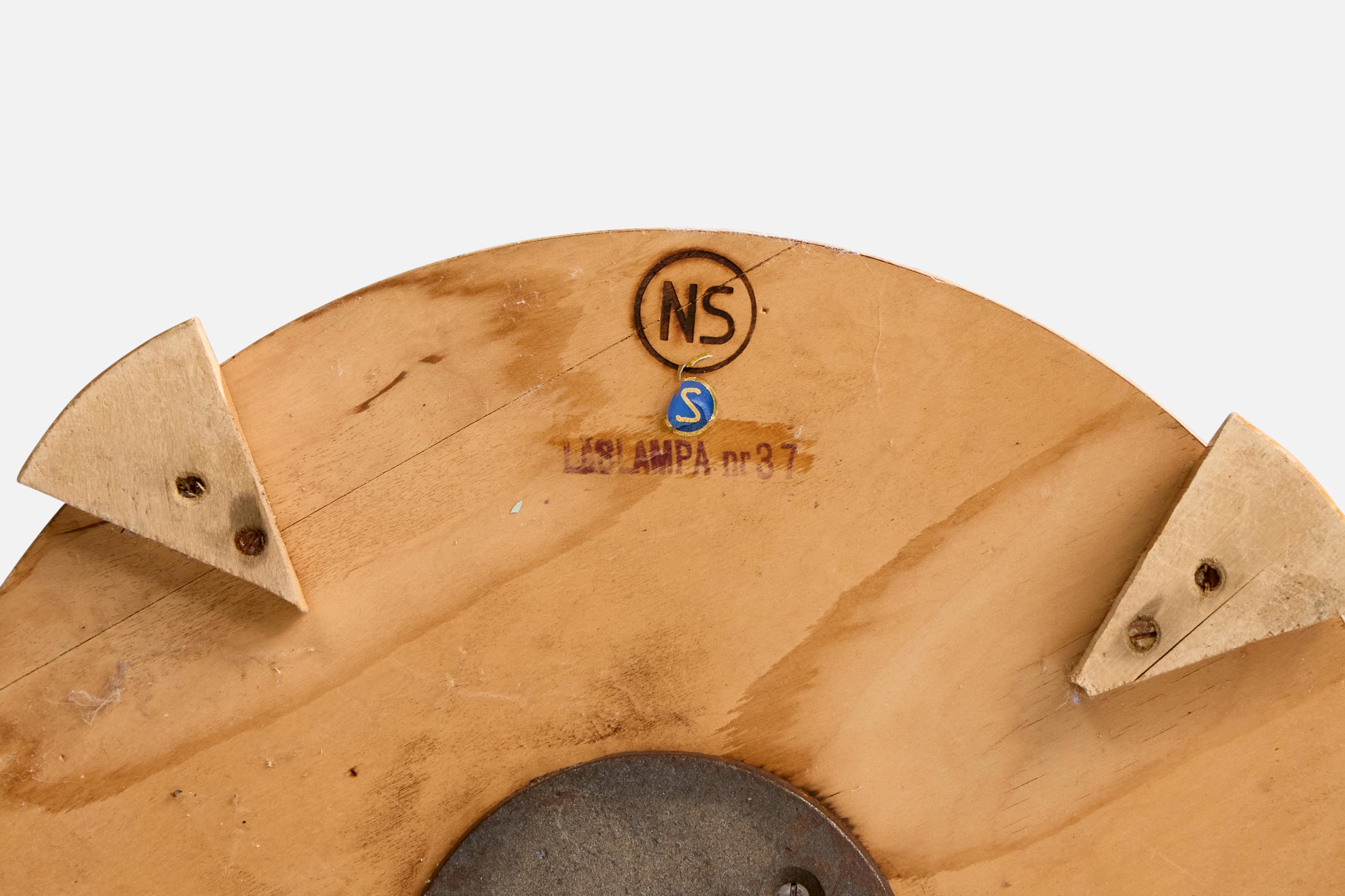 Designer suédois, lampadaire, Wood, métal, tissu, Suède, années 1940 en vente 4