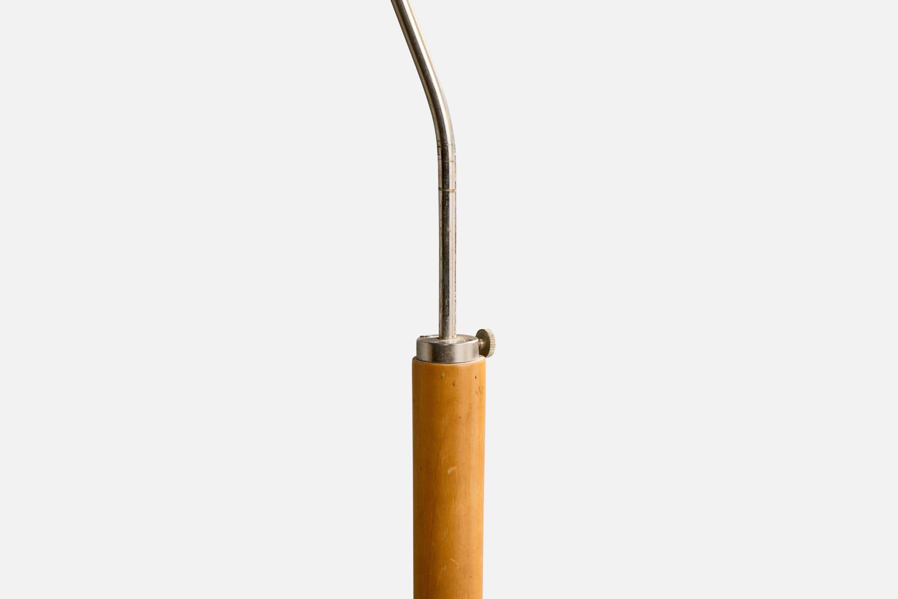 Métal Designer suédois, lampadaire, Wood, métal, tissu, Suède, années 1940 en vente
